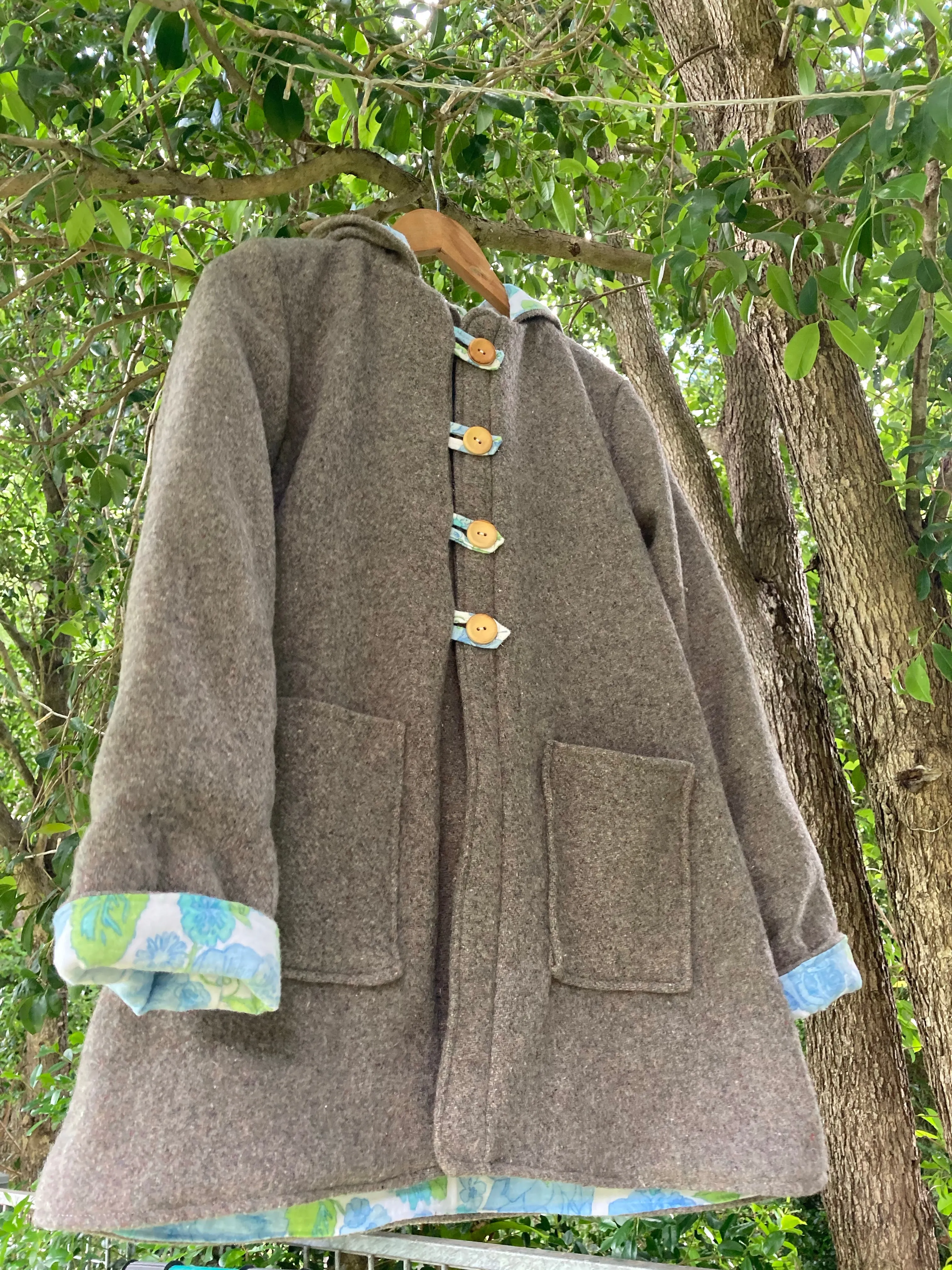 Ladies Upcycled Wool Pixie Pea Coat size 8