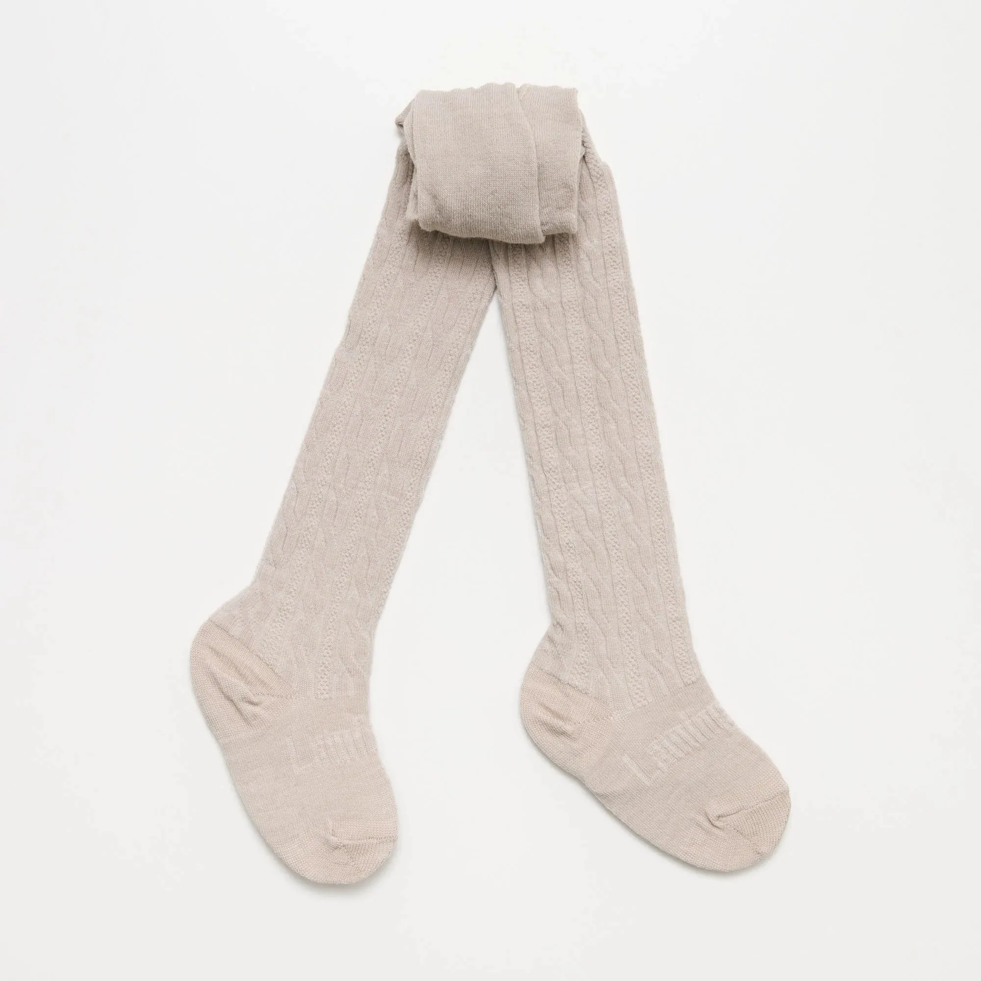 Lamington Merino Wool Cable Tights- Oatmeal