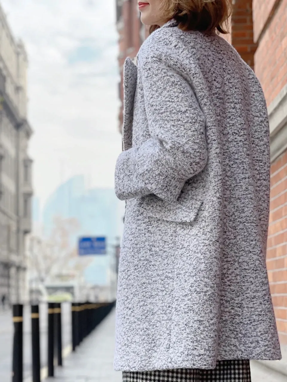 Last Chance! Grey Marl Ruffle Trimmed Woollen Cocoon Coat