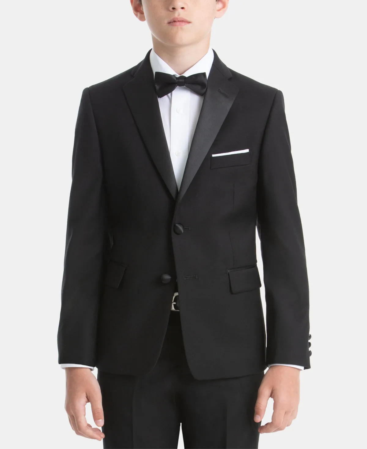 Lauren Ralph Lauren Big Boys Plain Classic Wool Blend Tuxedo Jacket - Black