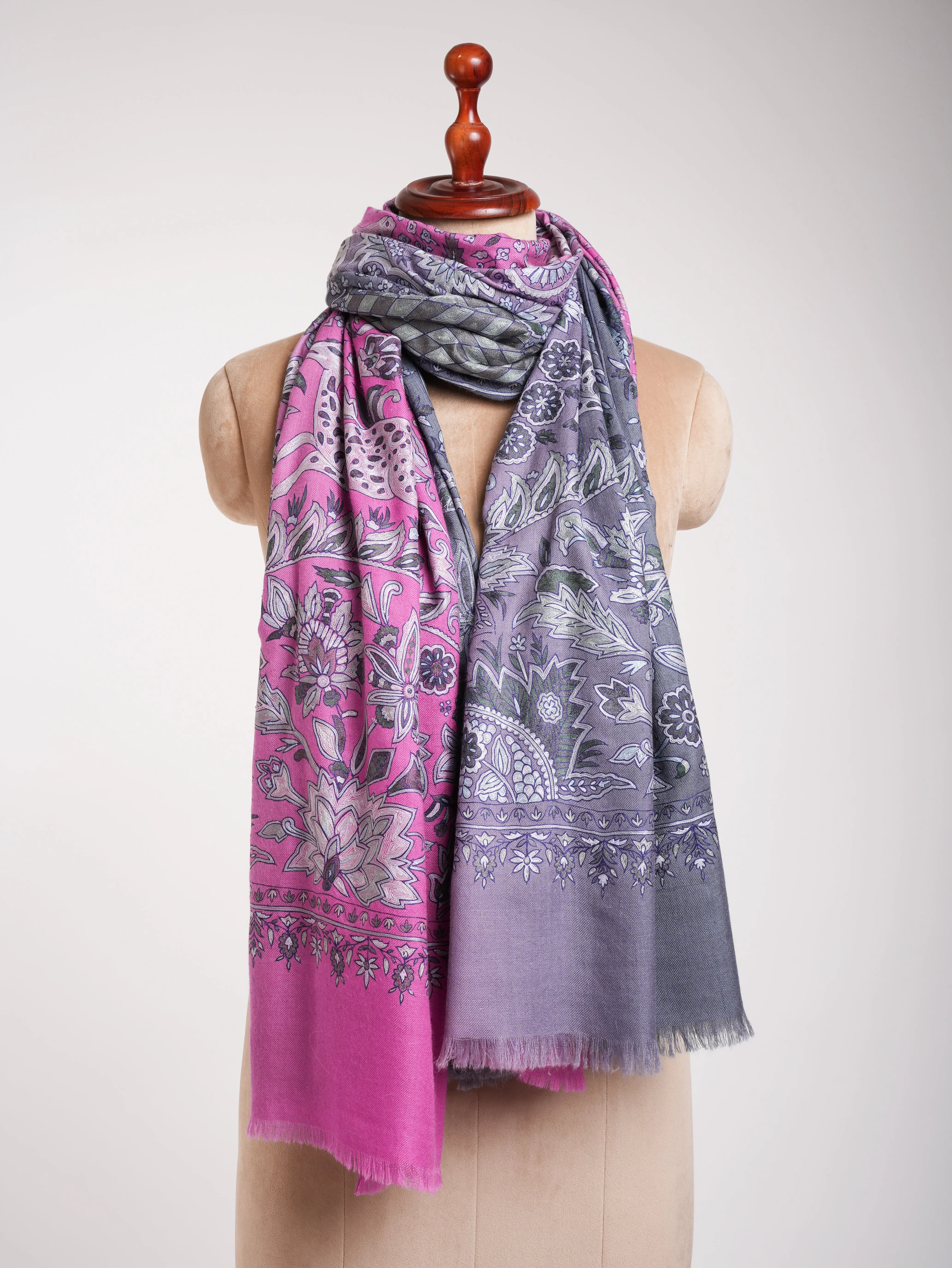 Lavender Ombre Embroidered Pashmina Shawl