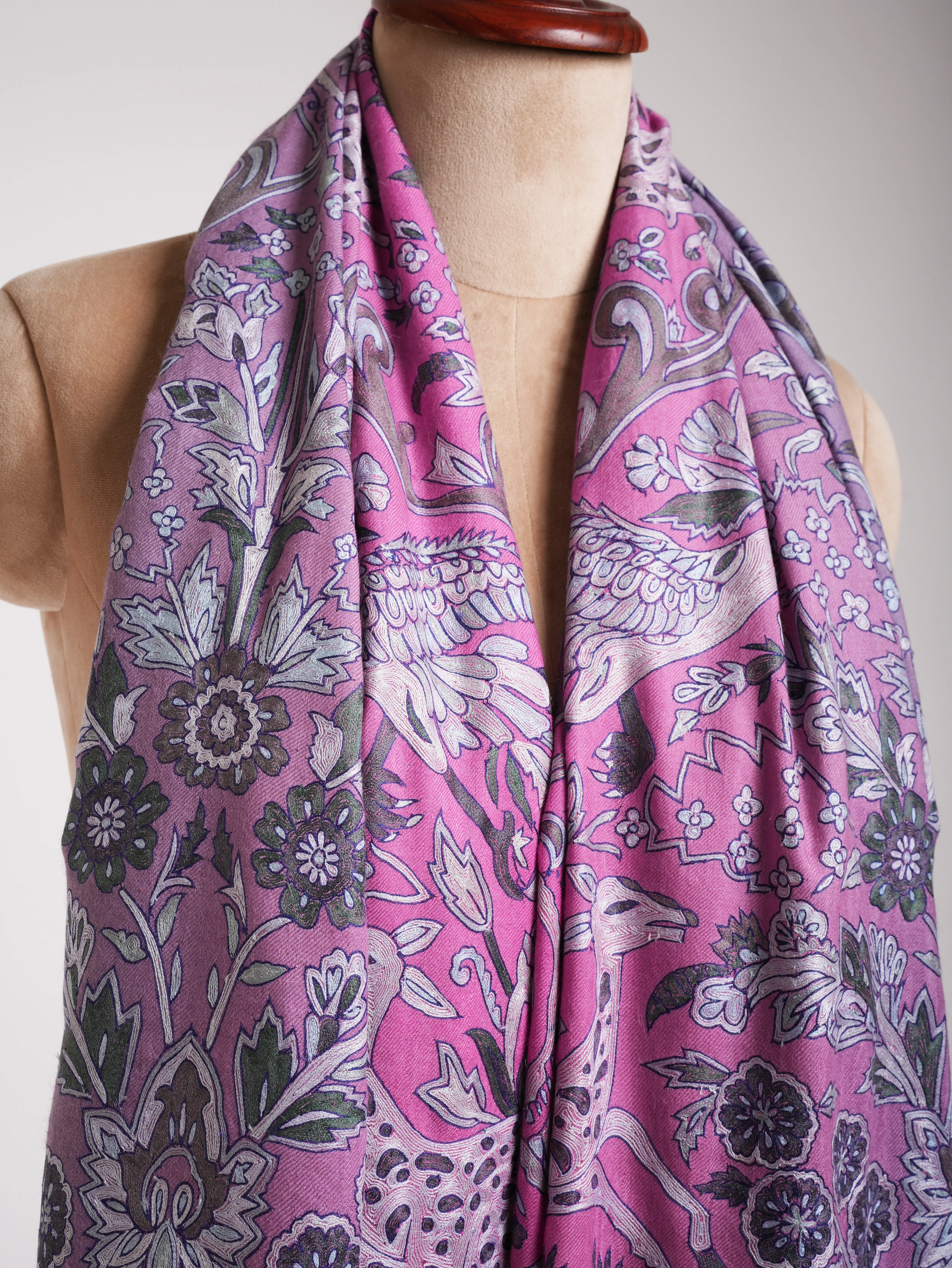 Lavender Ombre Embroidered Pashmina Shawl