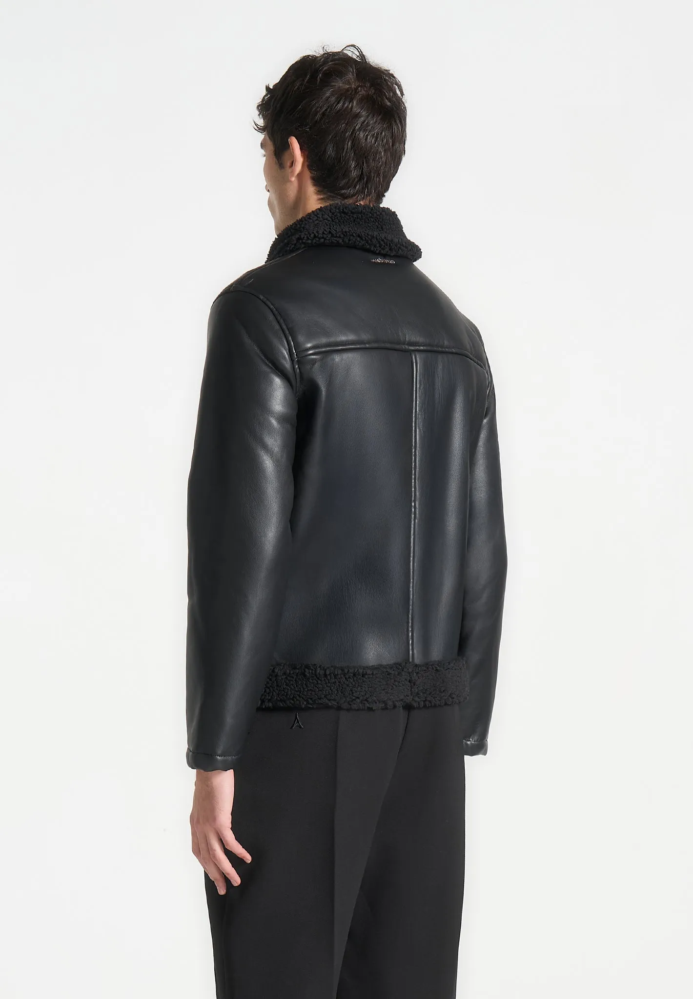 Leather Shearling Jacket - Black