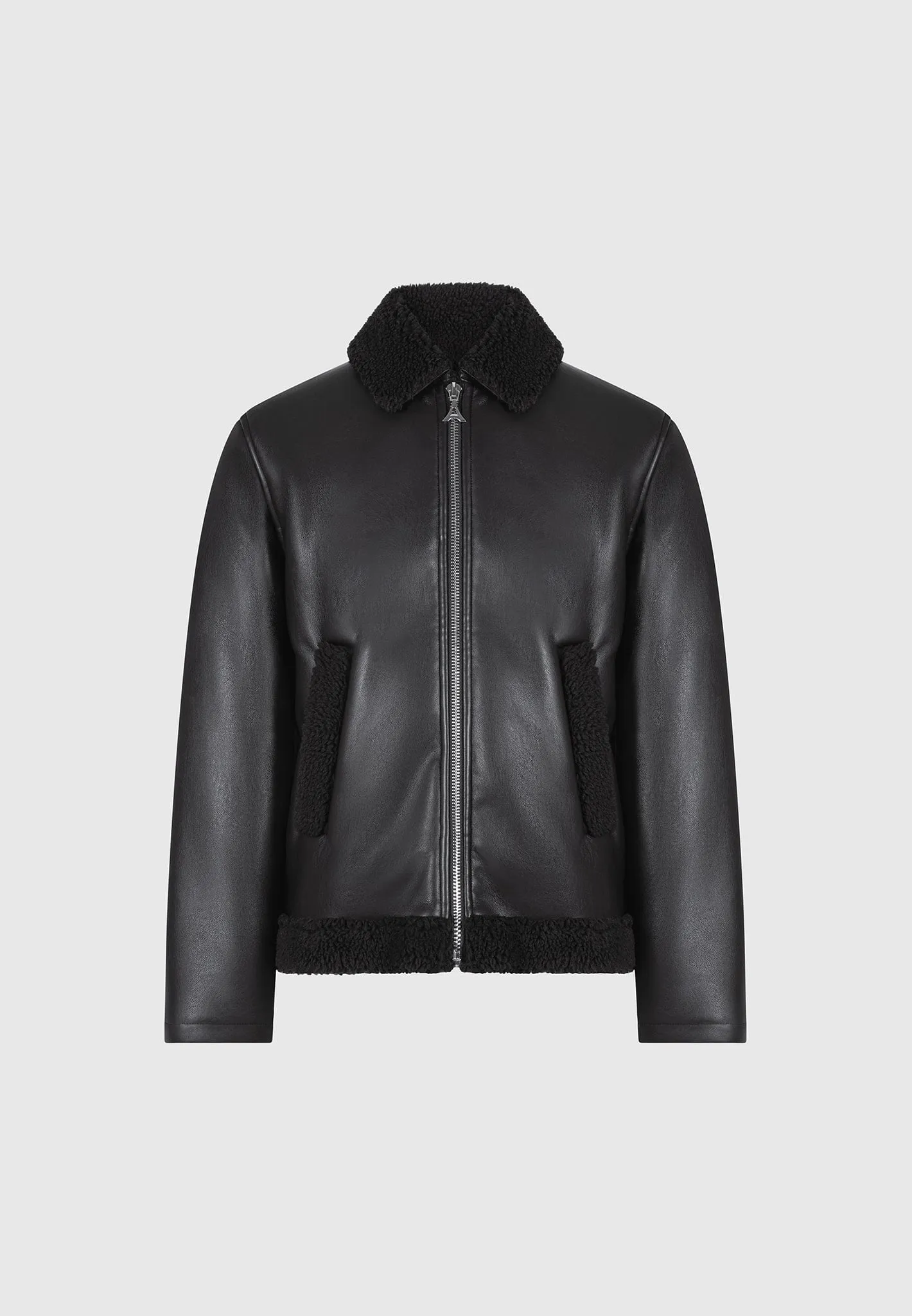 Leather Shearling Jacket - Black