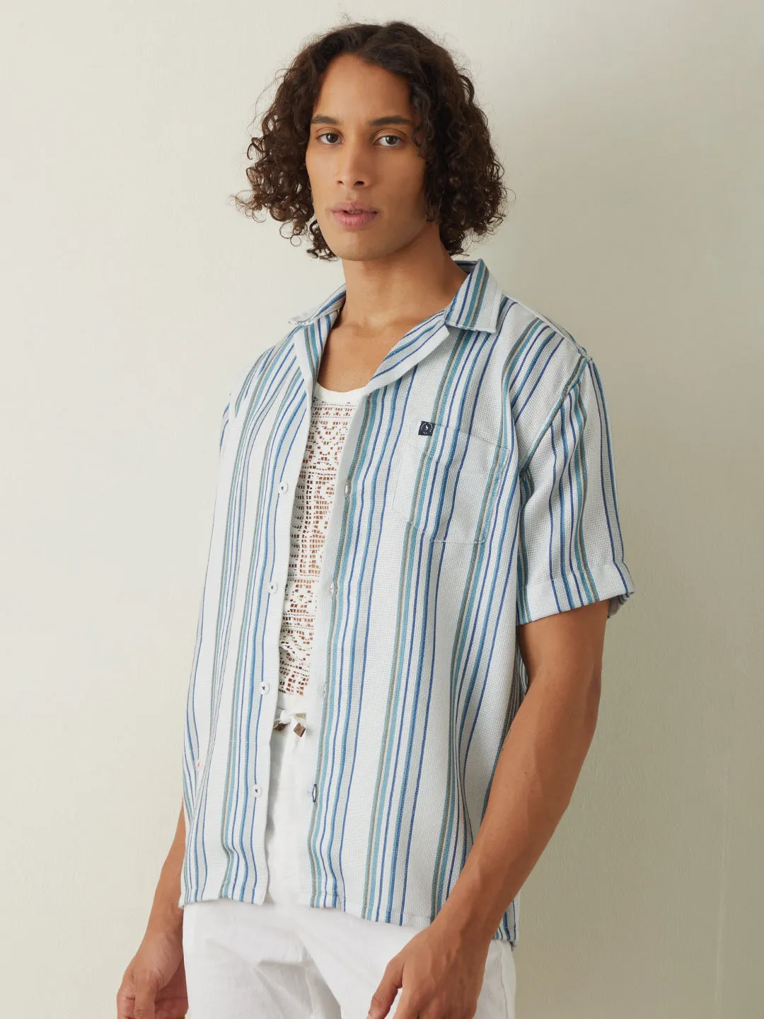 Light Blue Striped Resort Shirt