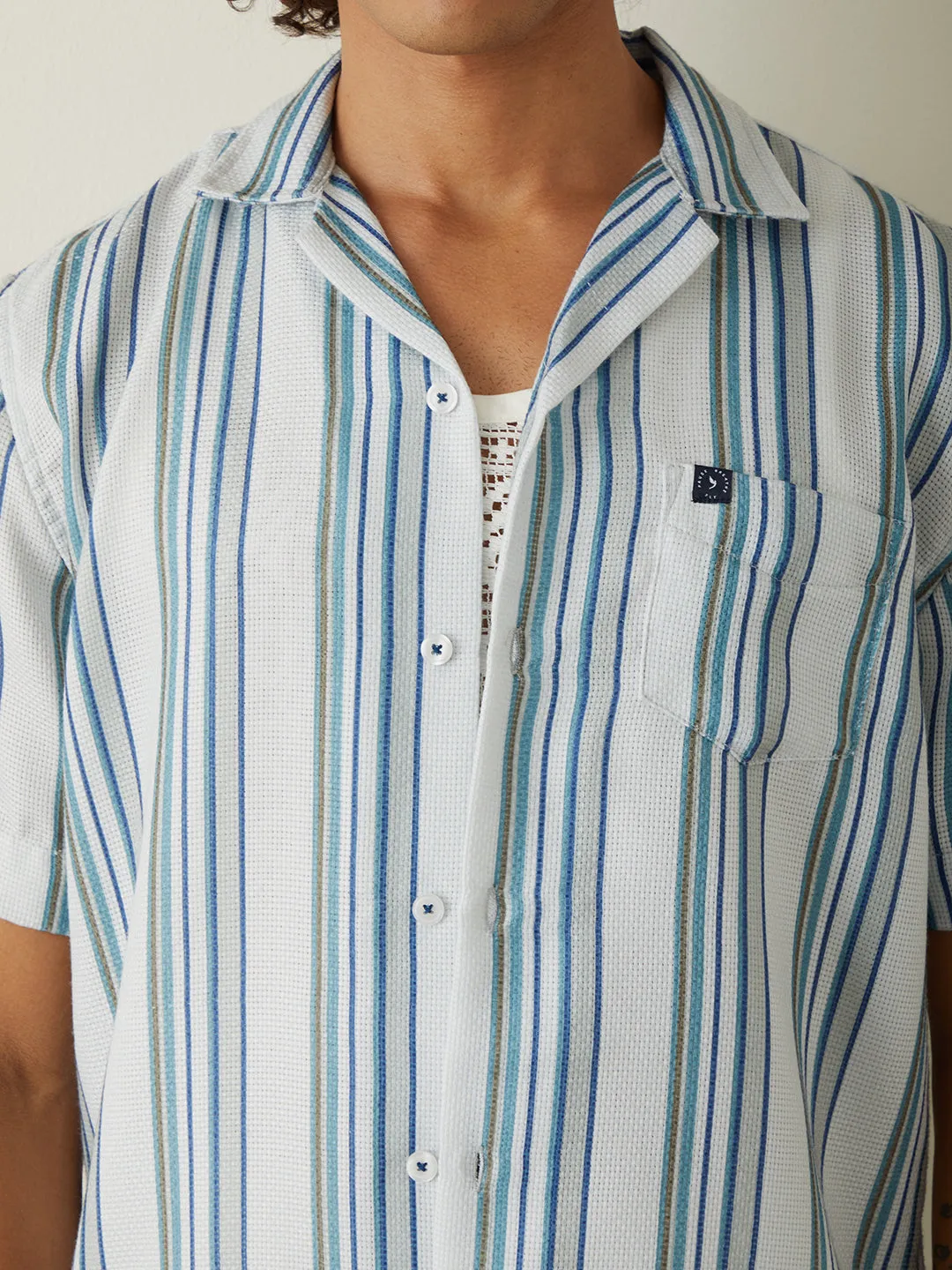 Light Blue Striped Resort Shirt