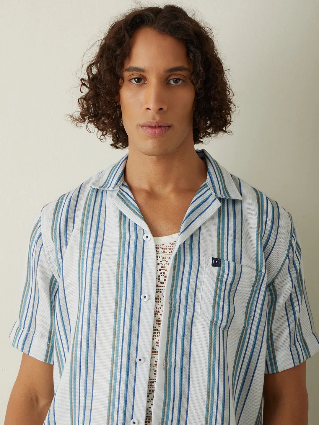 Light Blue Striped Resort Shirt