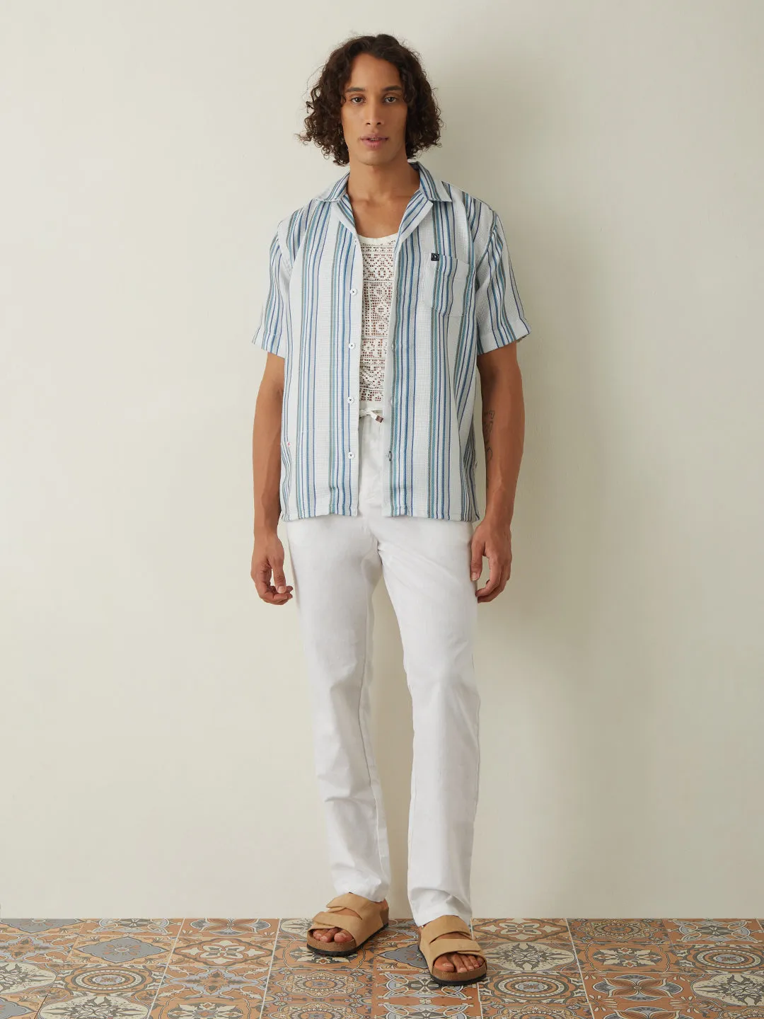 Light Blue Striped Resort Shirt