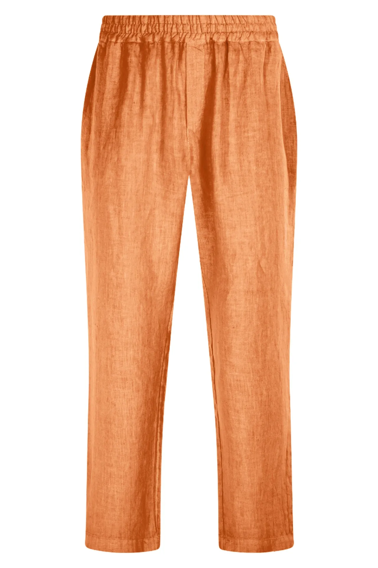 Linen Pants With Rib And Back Pockets