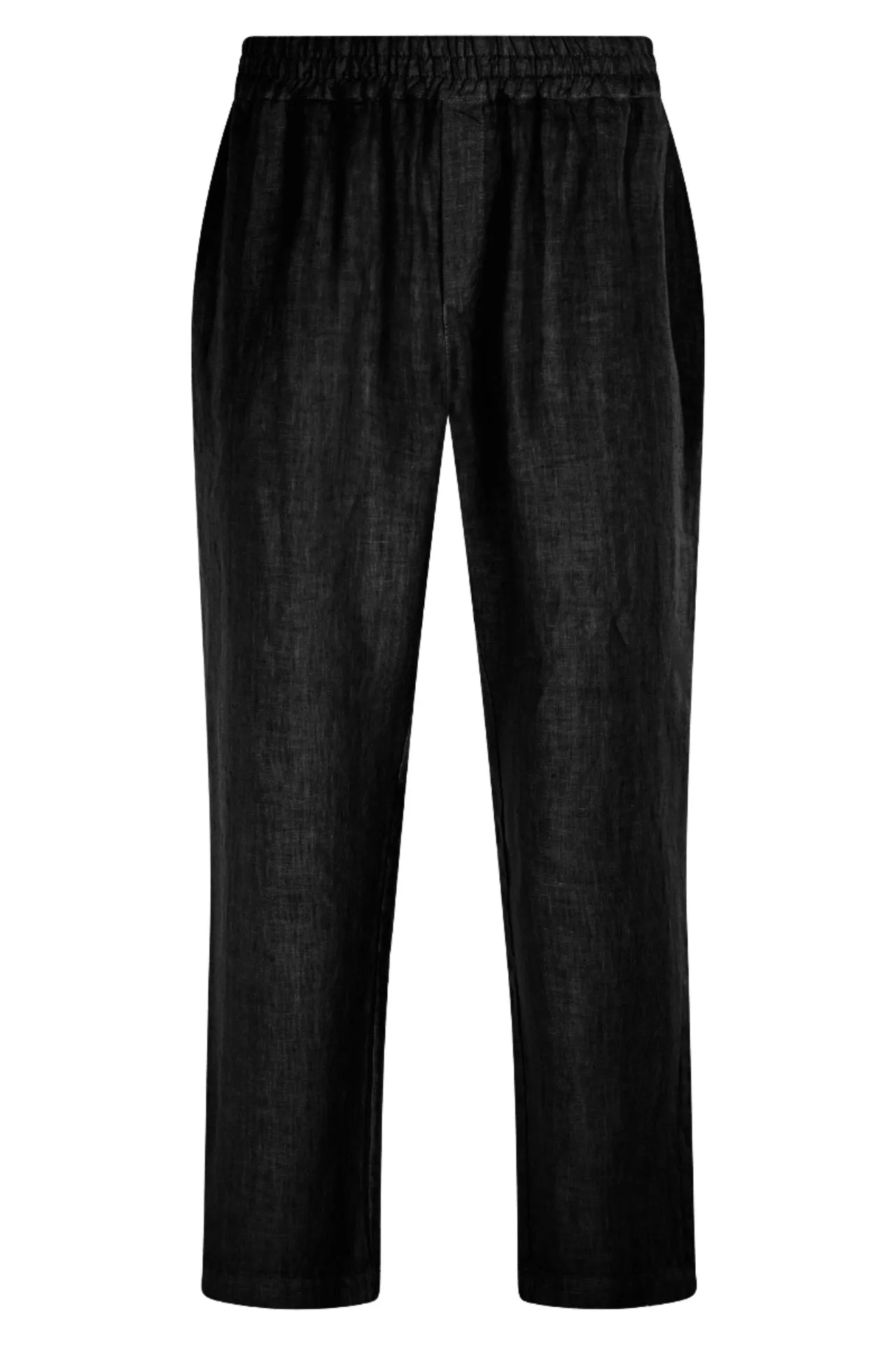 Linen Pants With Rib And Back Pockets