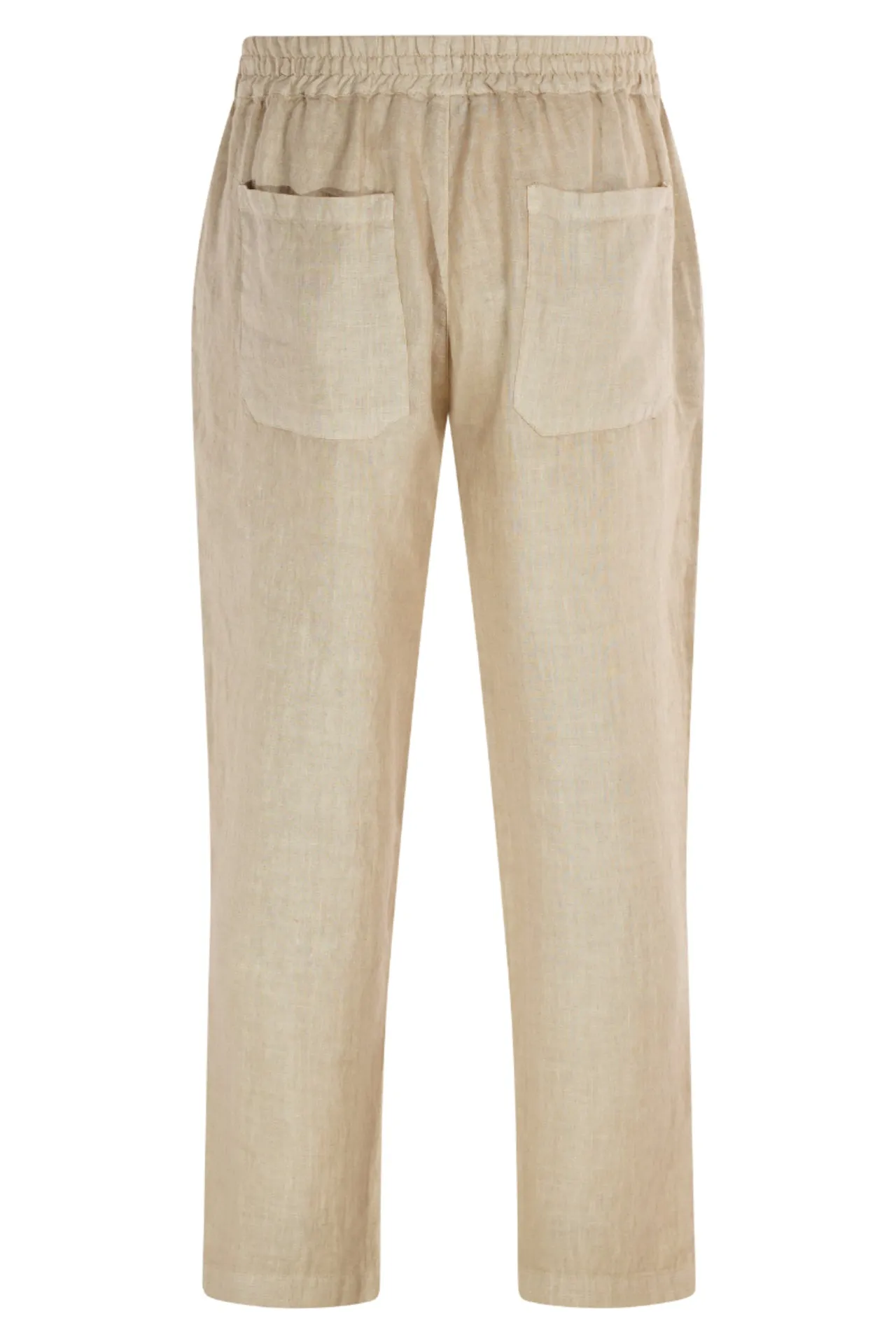 Linen Pants With Rib And Back Pockets