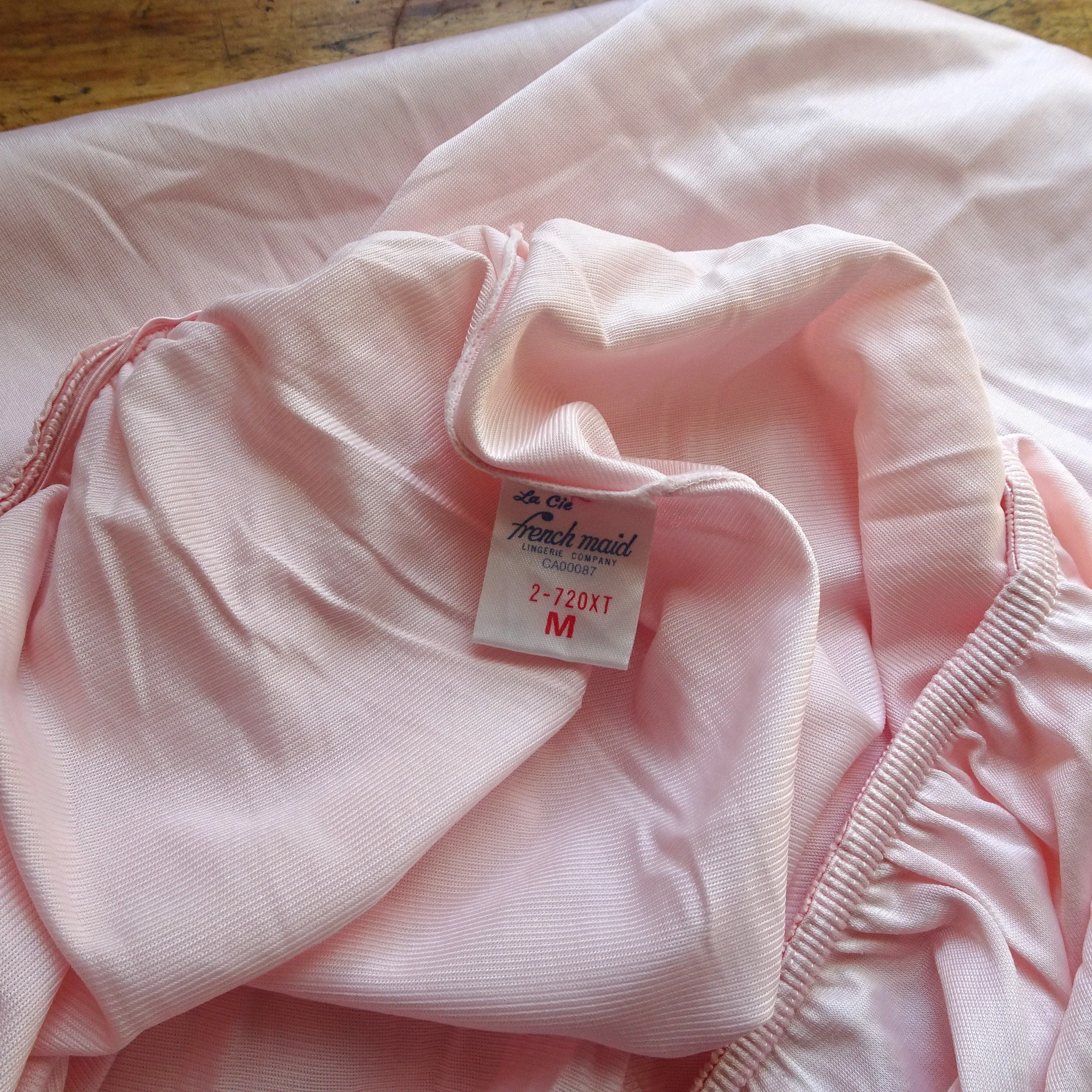 LOVELY Vintage French Maid Pink Half Slip, Lovely  Lace Trim, Size Medium, Vintage Lingerie