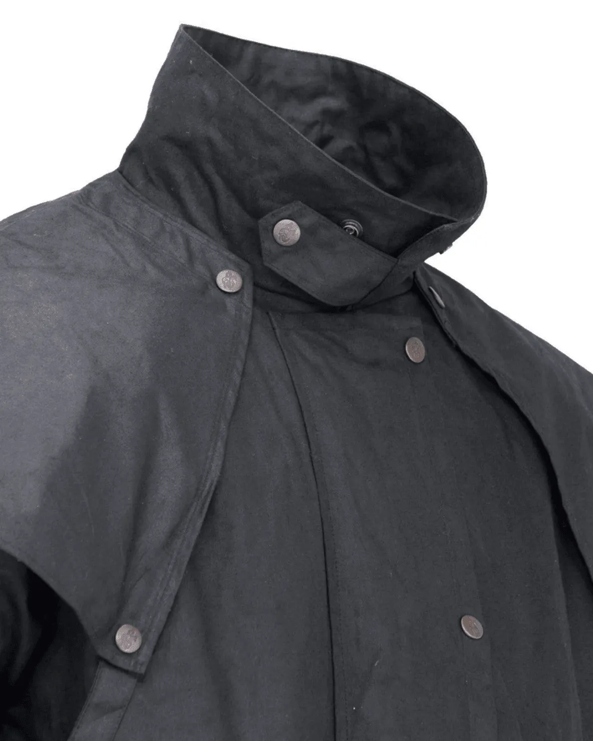 Low Rider Waterproof Detachable Cape Black Oilskin Duster 2042-BLK