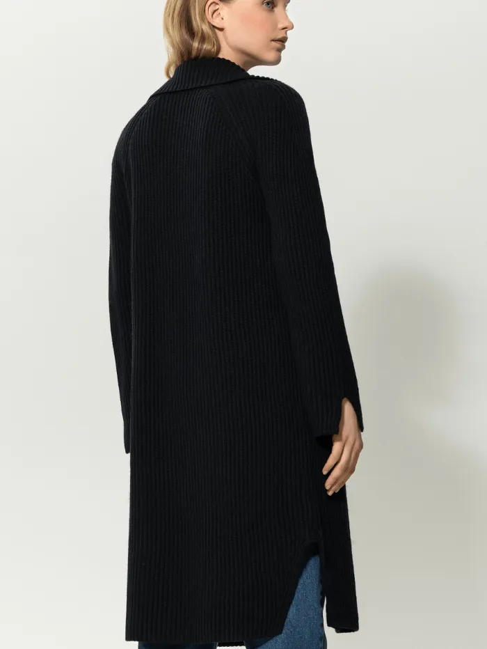 Luisa Cerano Black Long Wool Blend Coat 488326 5879