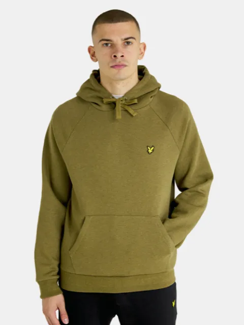 Lyle & Scott Raglan Racked Hoodie/Olive Marl - AW23 SALE