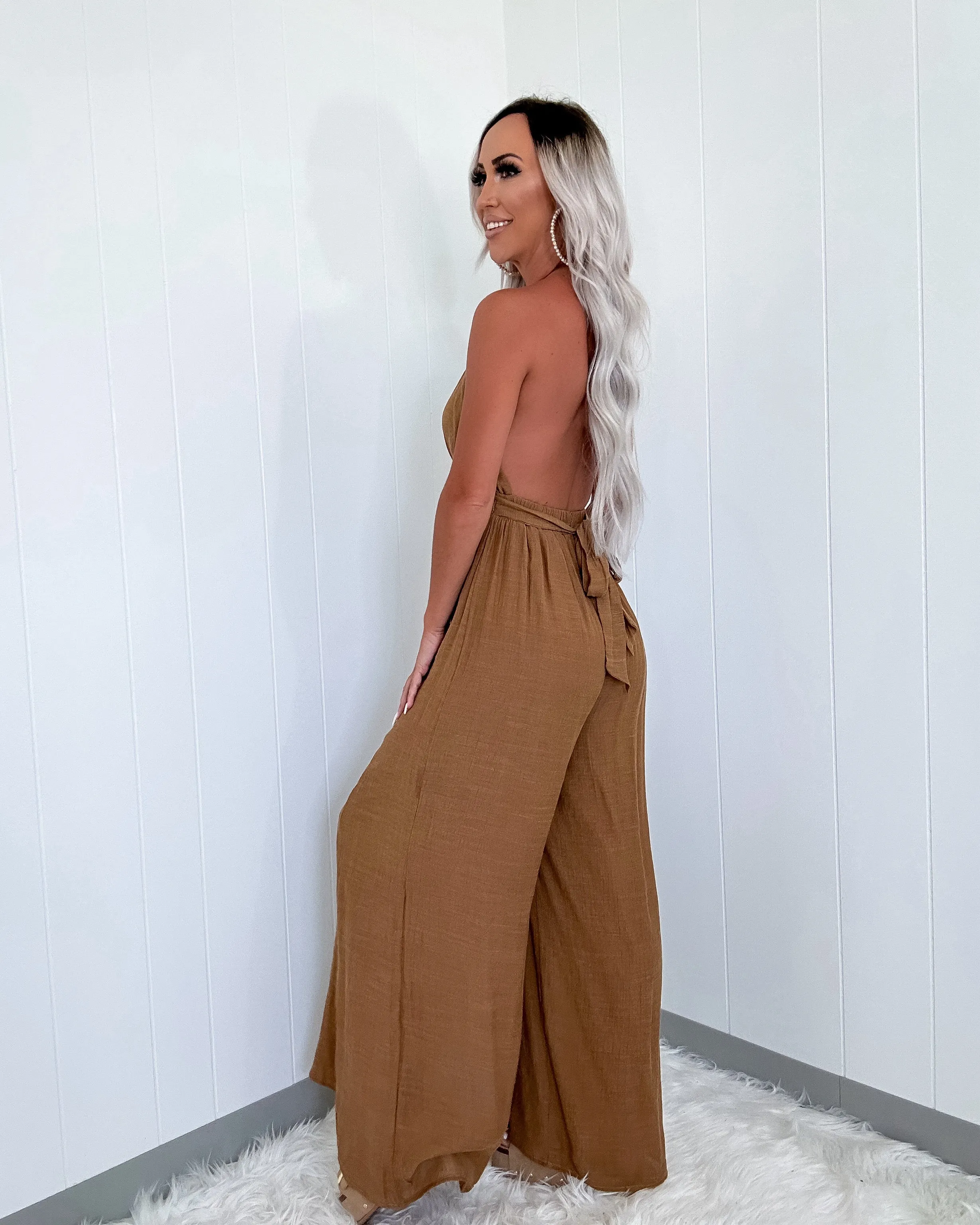 Made For This Halter Jumpsuit - Brown