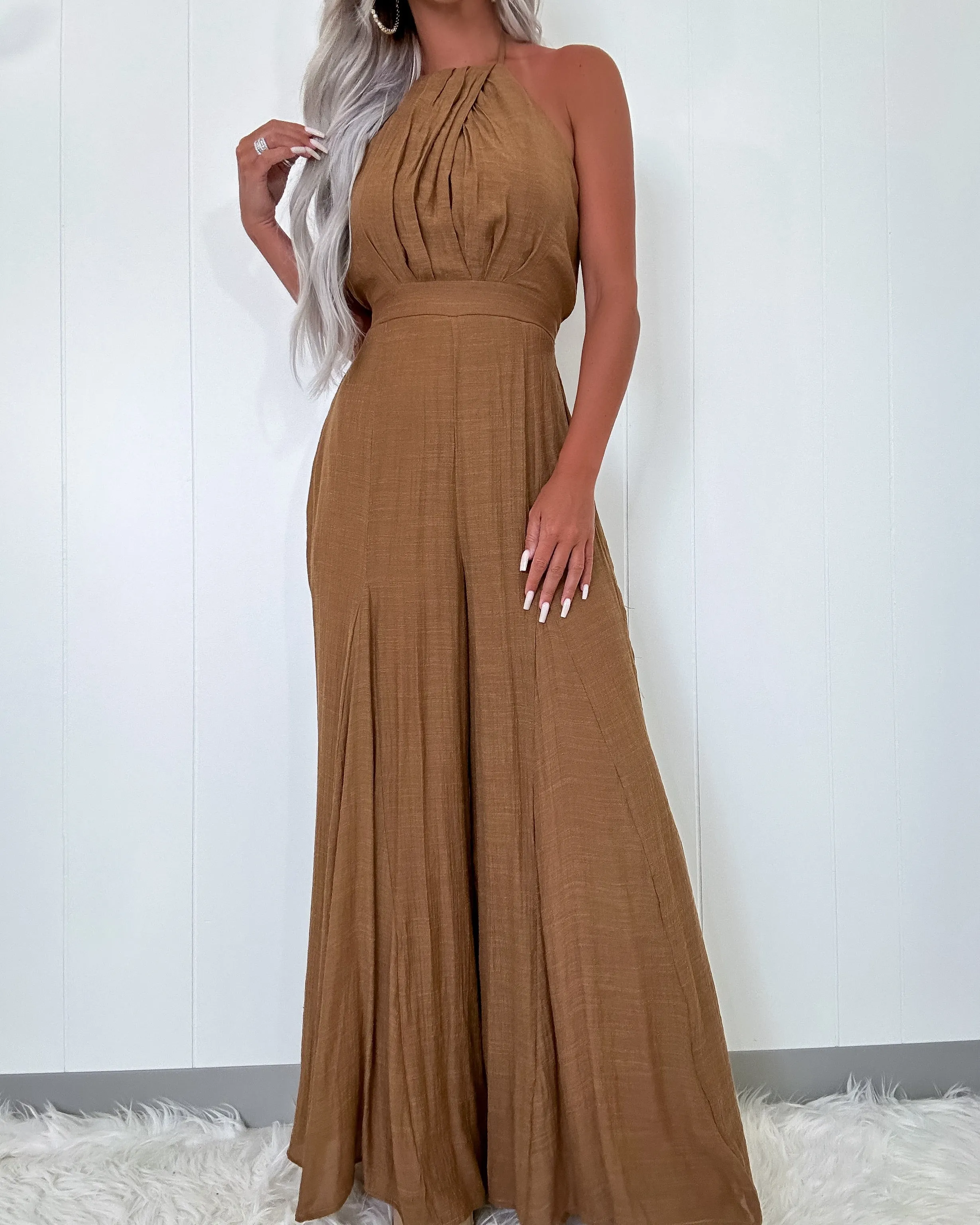 Made For This Halter Jumpsuit - Brown