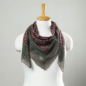 Maroon - Bagru Block Printed Mul Cotton Scarf