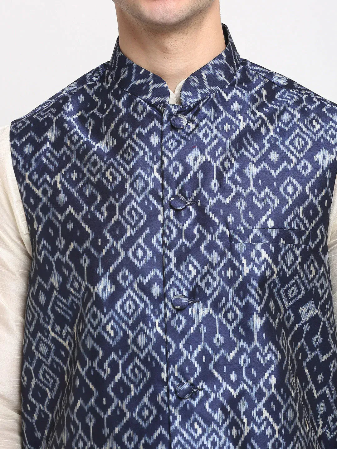 Men'S Blue Digital Printed Blue Waistcoat