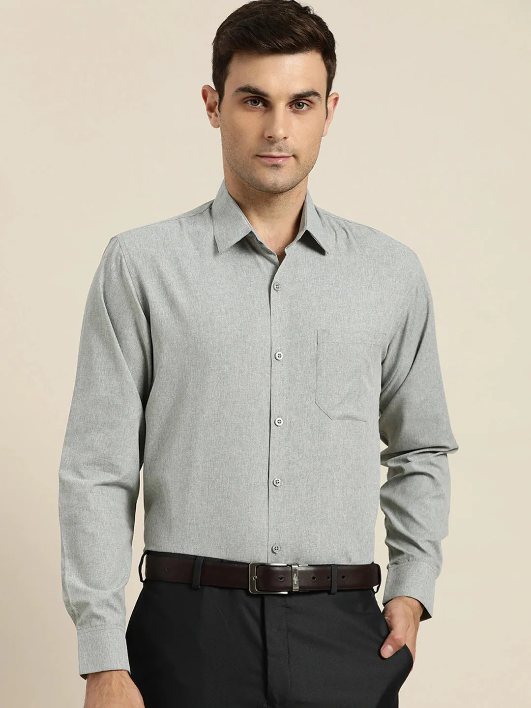 Men's Cotton Grey Casual Shirt