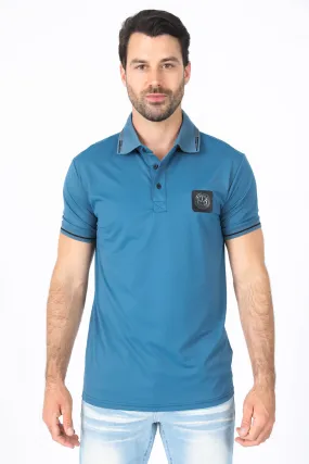 Mens Modern Fit Stretch Cotton Teal Polo