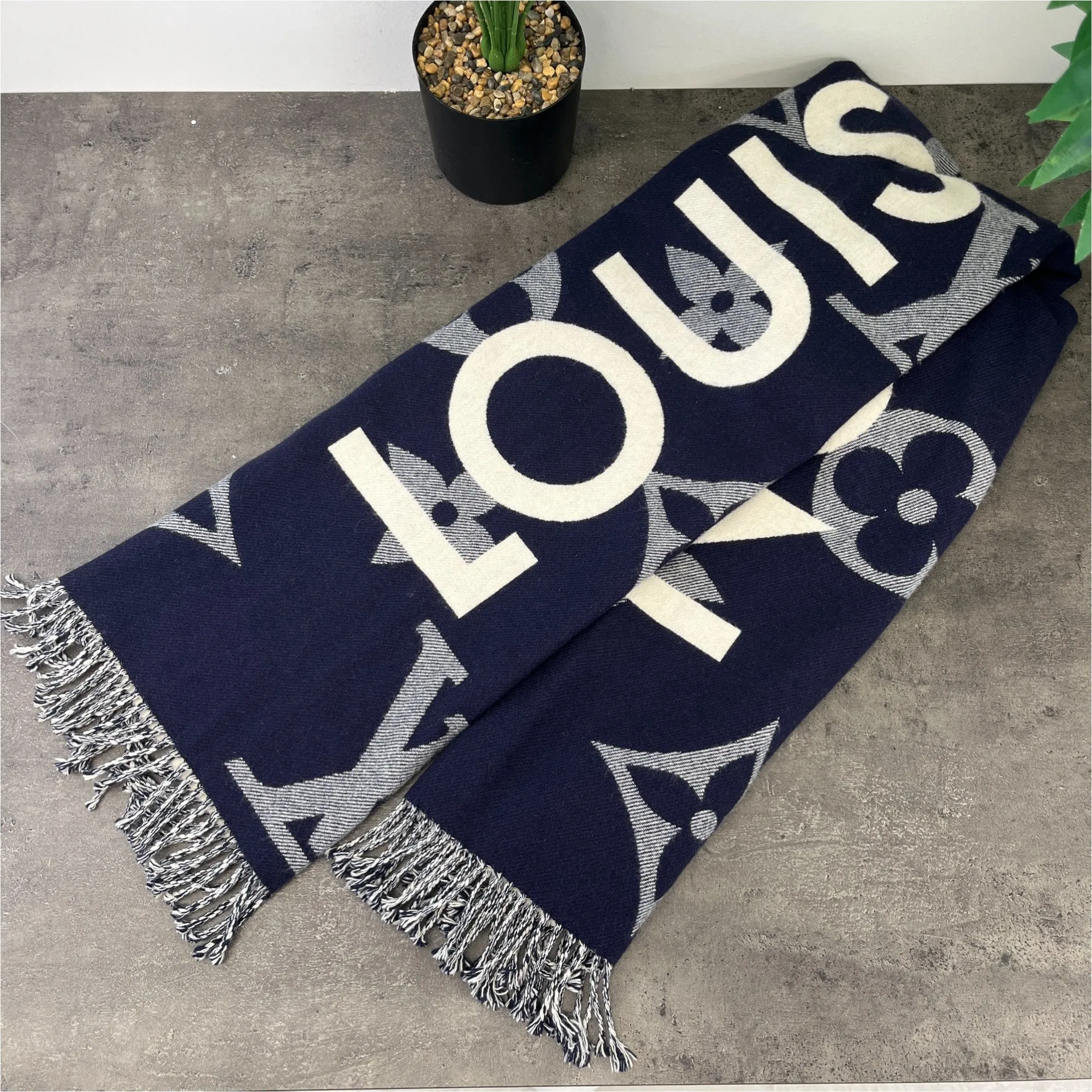 Men's Monogram Logo Scarf Navy