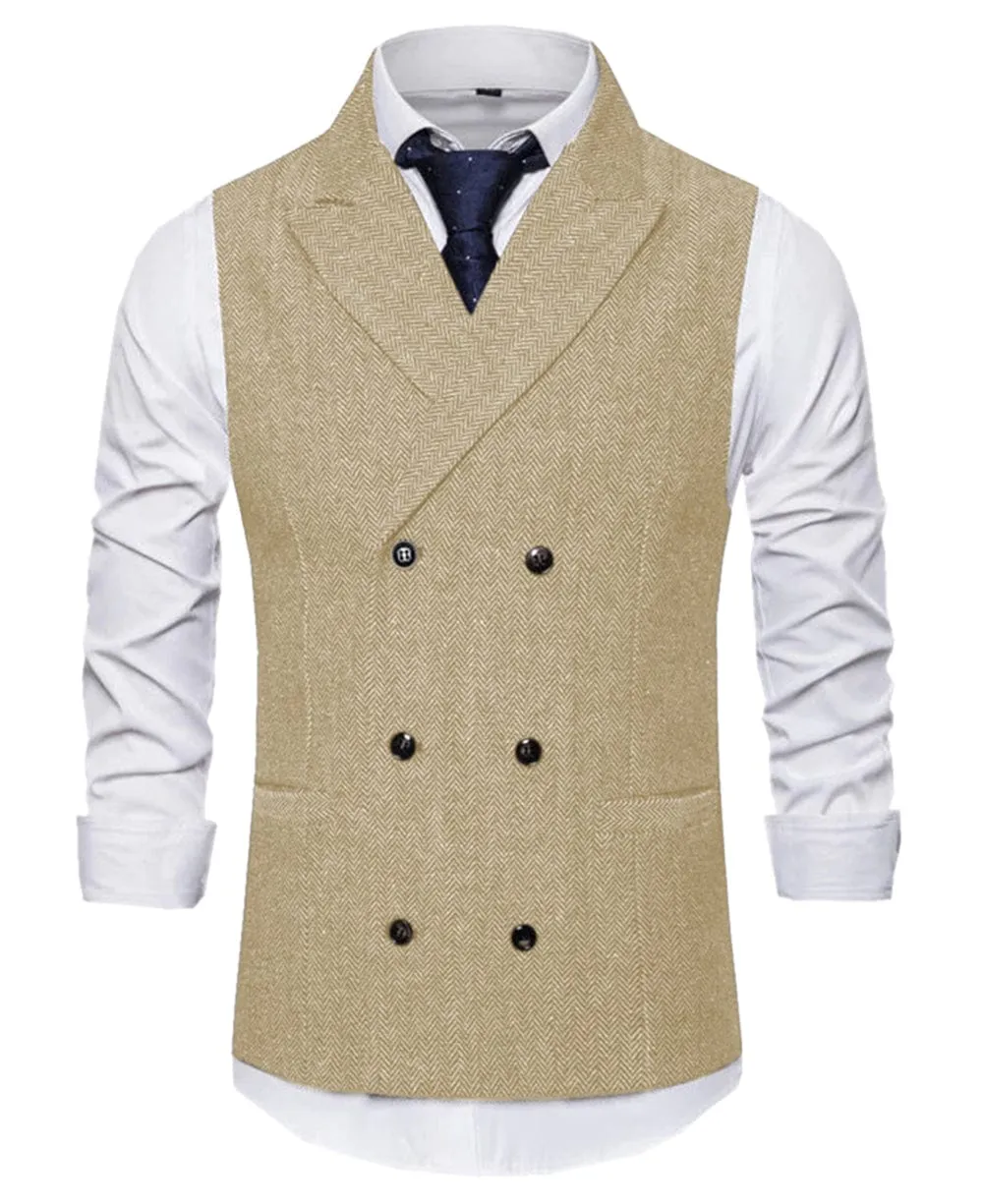 Men's Vest Double Breasted Peak Lapel Waistcoat