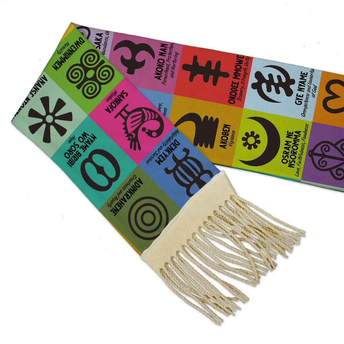 Multi Color Adinkra Symbols Scarf