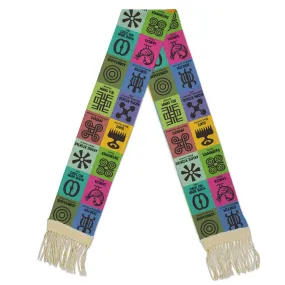 Multi Color Adinkra Symbols Scarf