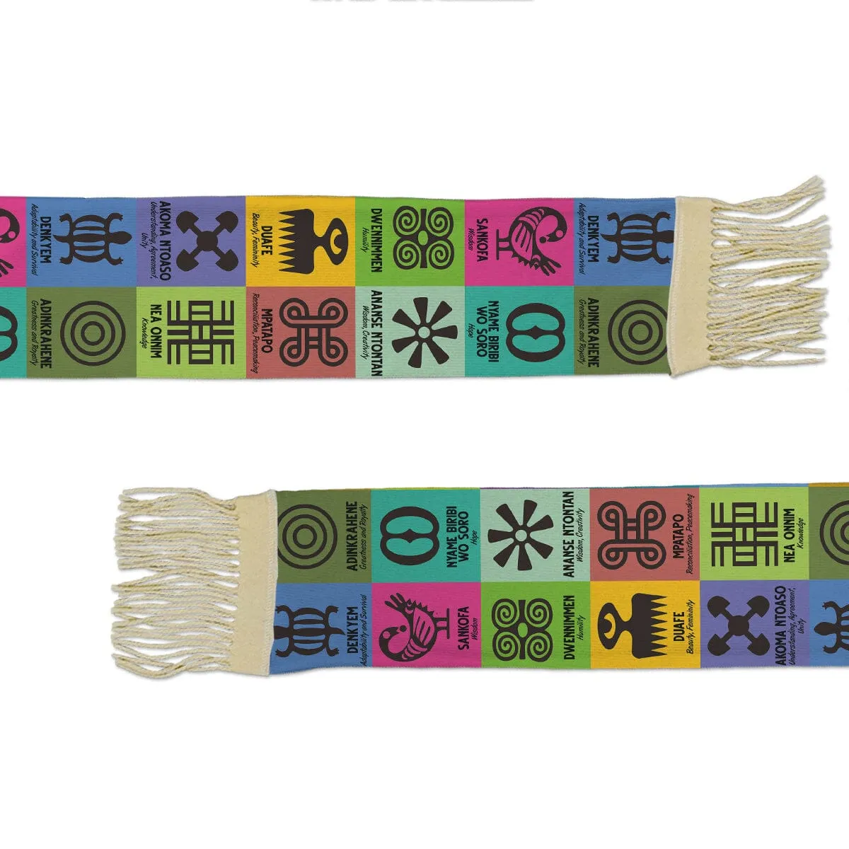 Multi Color Adinkra Symbols Scarf