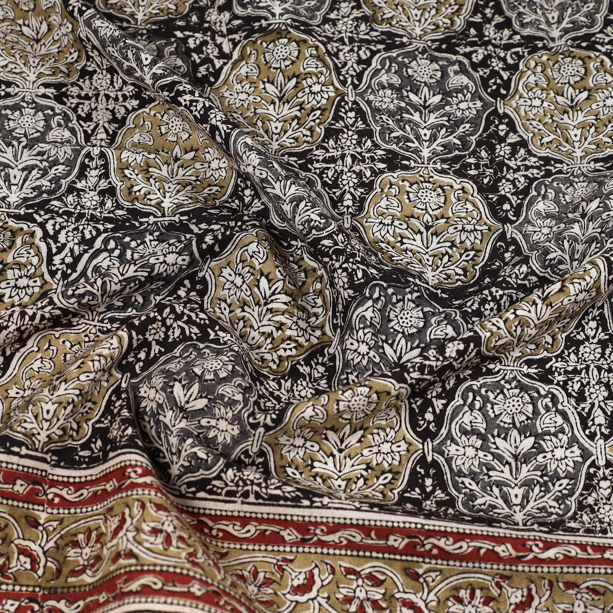 Multicolor - Pedana Kalamkari Block Printed Natural Dyed Cotton Scarf 42