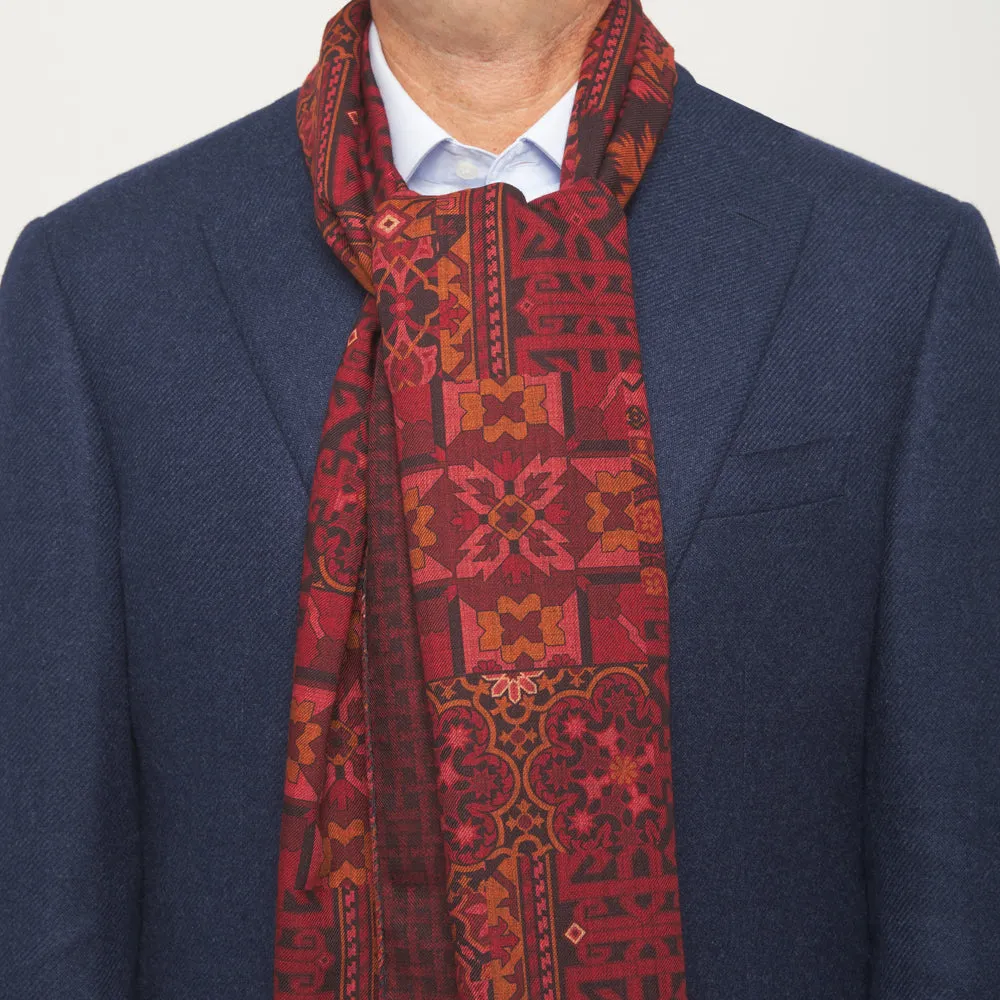 Multicolour Sicilian Mosaic Double Face Wool Scarf