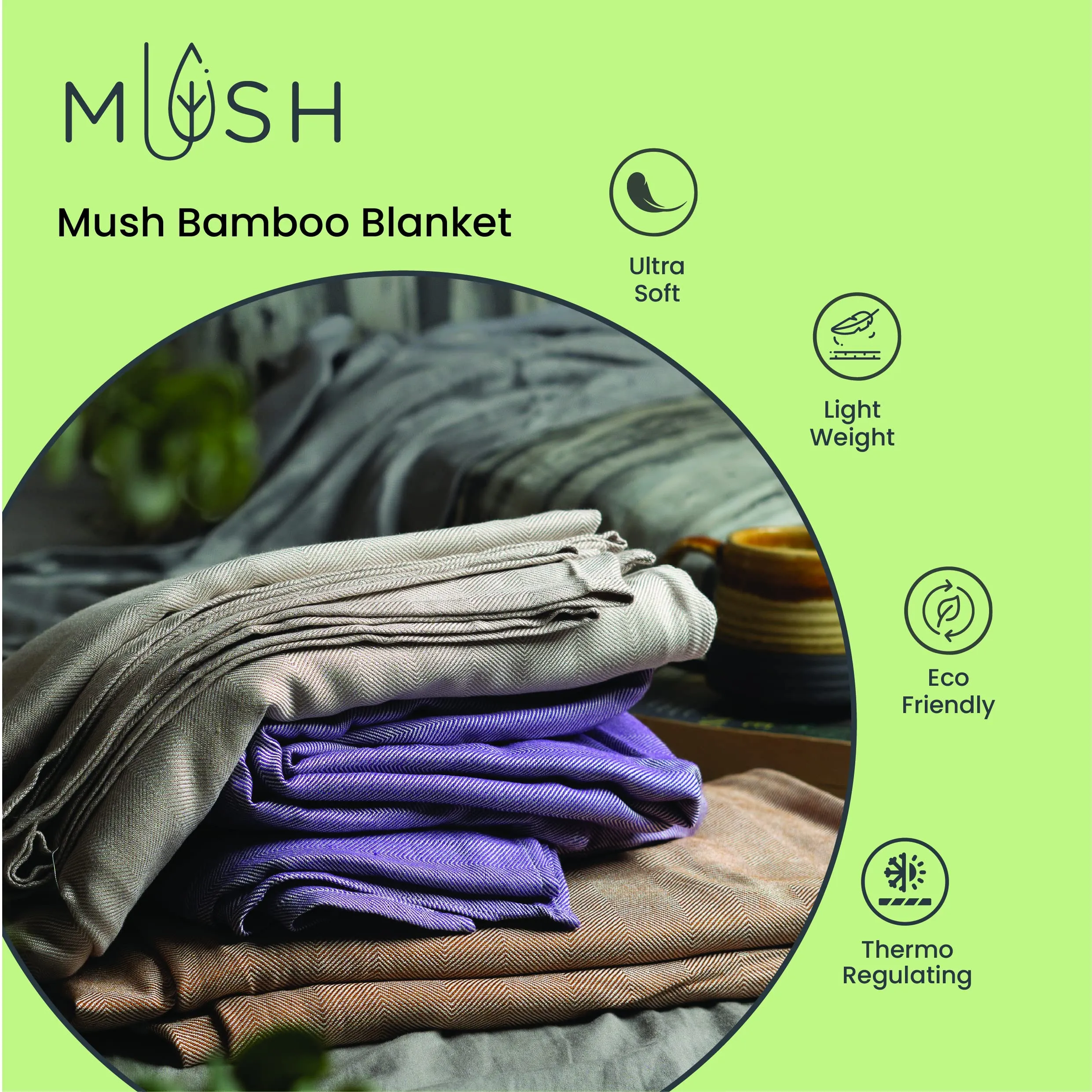 Mush 100% Bamboo Summer AC Blankets | Ultra-Soft, Light Weight, Breathable & Thermoregulating Dohar 5 X 7.5 Ft (Light Grey, Single/Large)