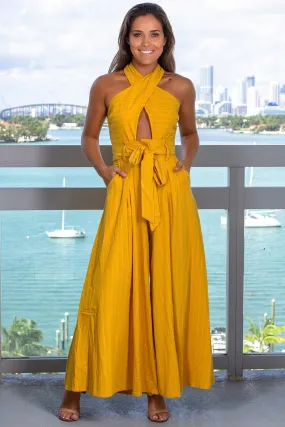 Mustard Halter Neck Jumpsuit