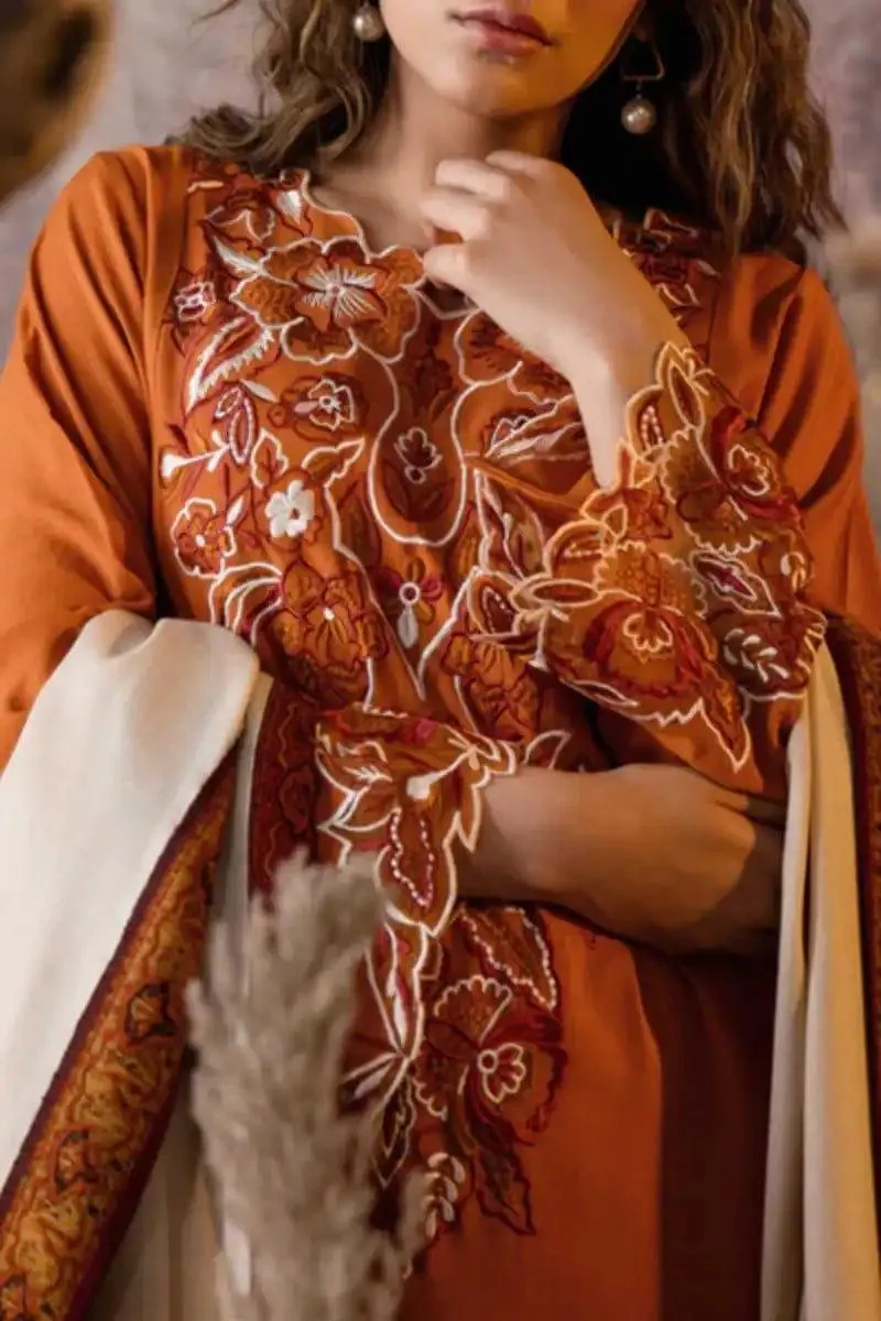 Natasha Kamal - Russet - orange - Silk Karandi - 3 Piece