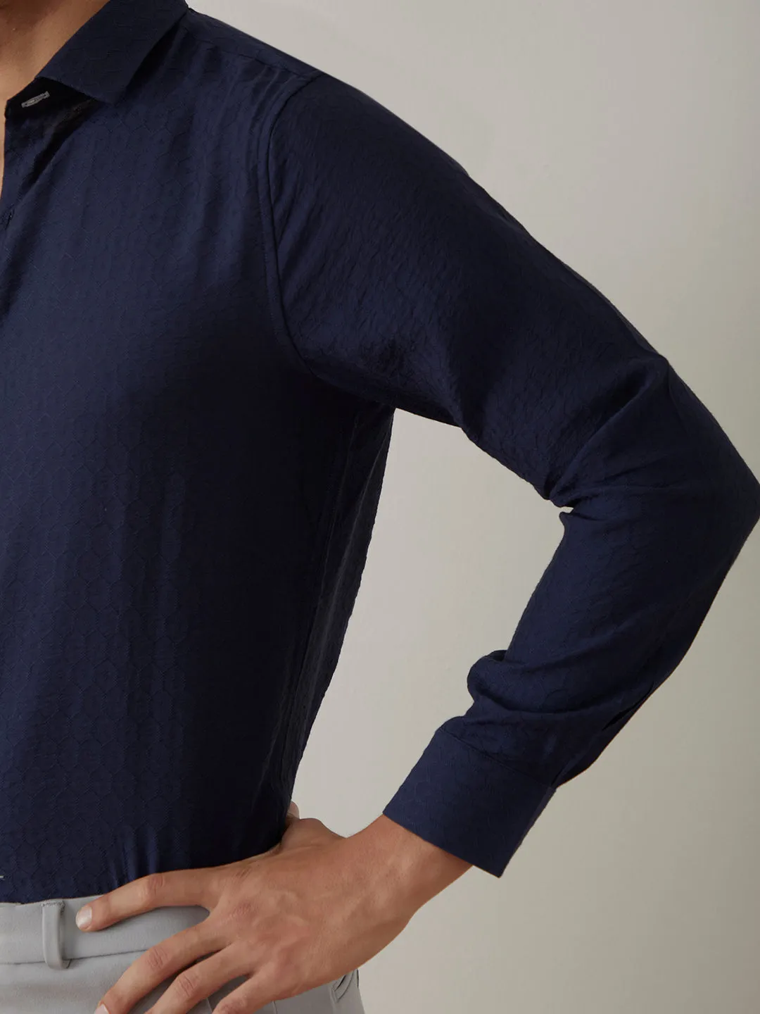 Navy Plain Casual Shirt