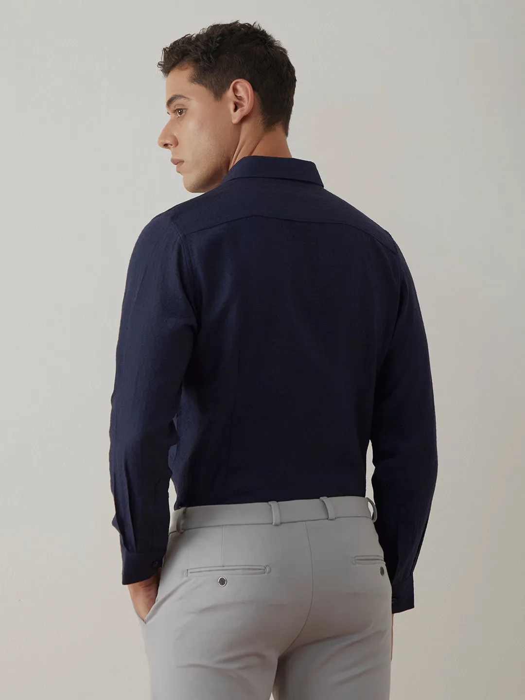 Navy Plain Casual Shirt