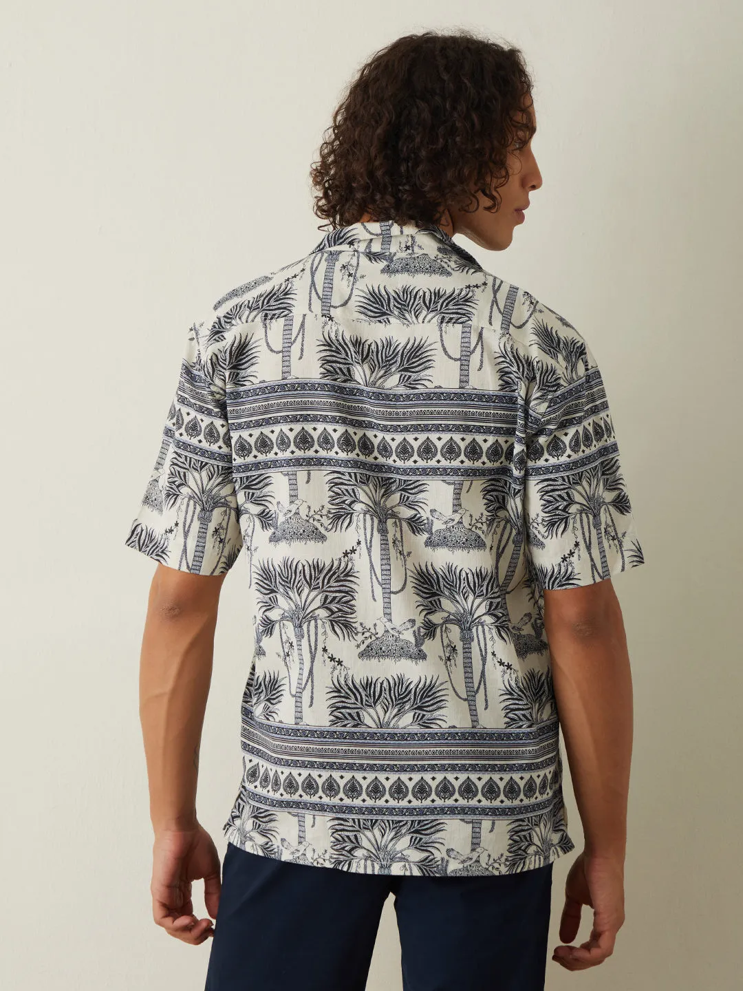 Navy Printed Resort Shirt