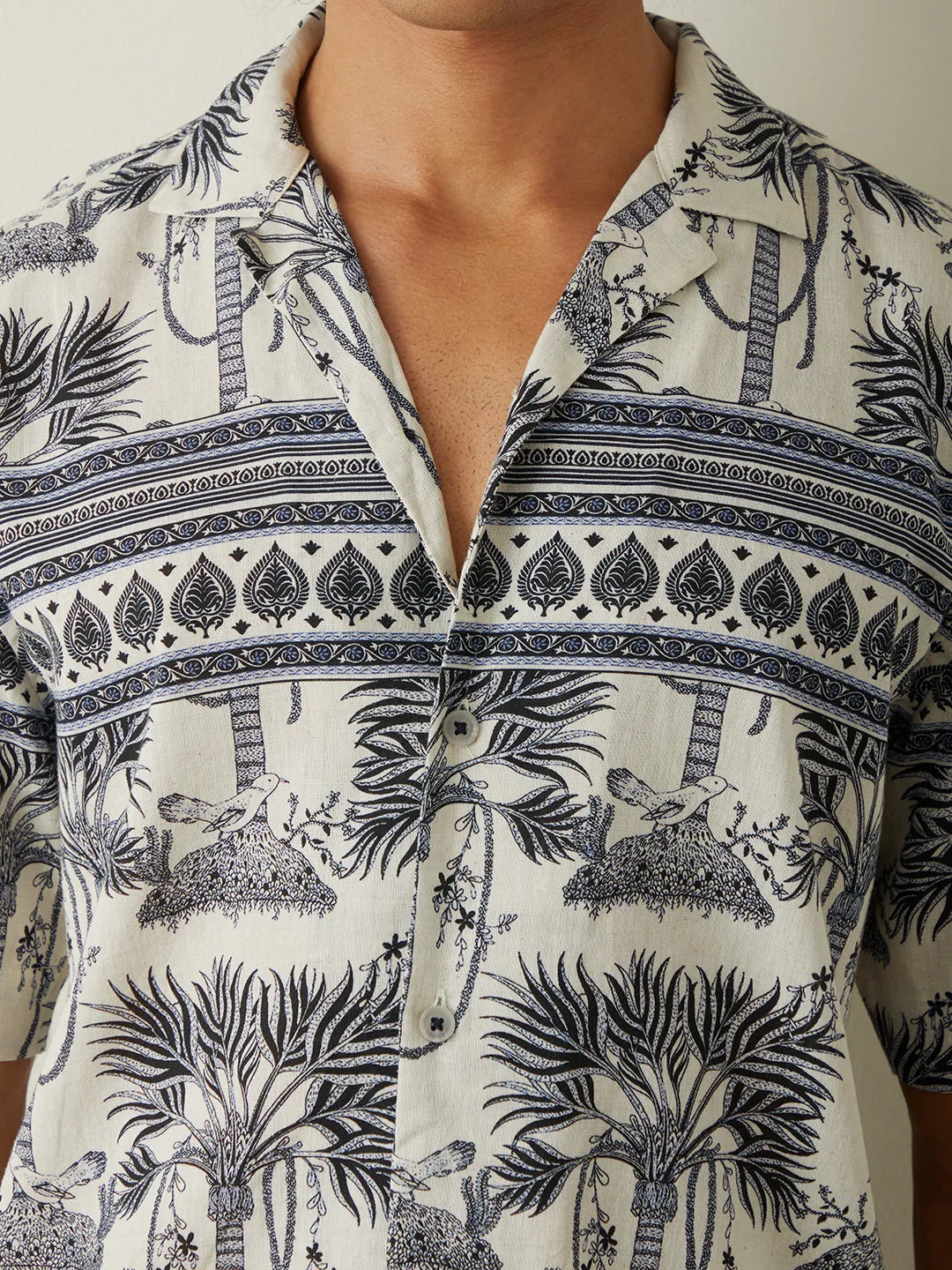 Navy Printed Resort Shirt