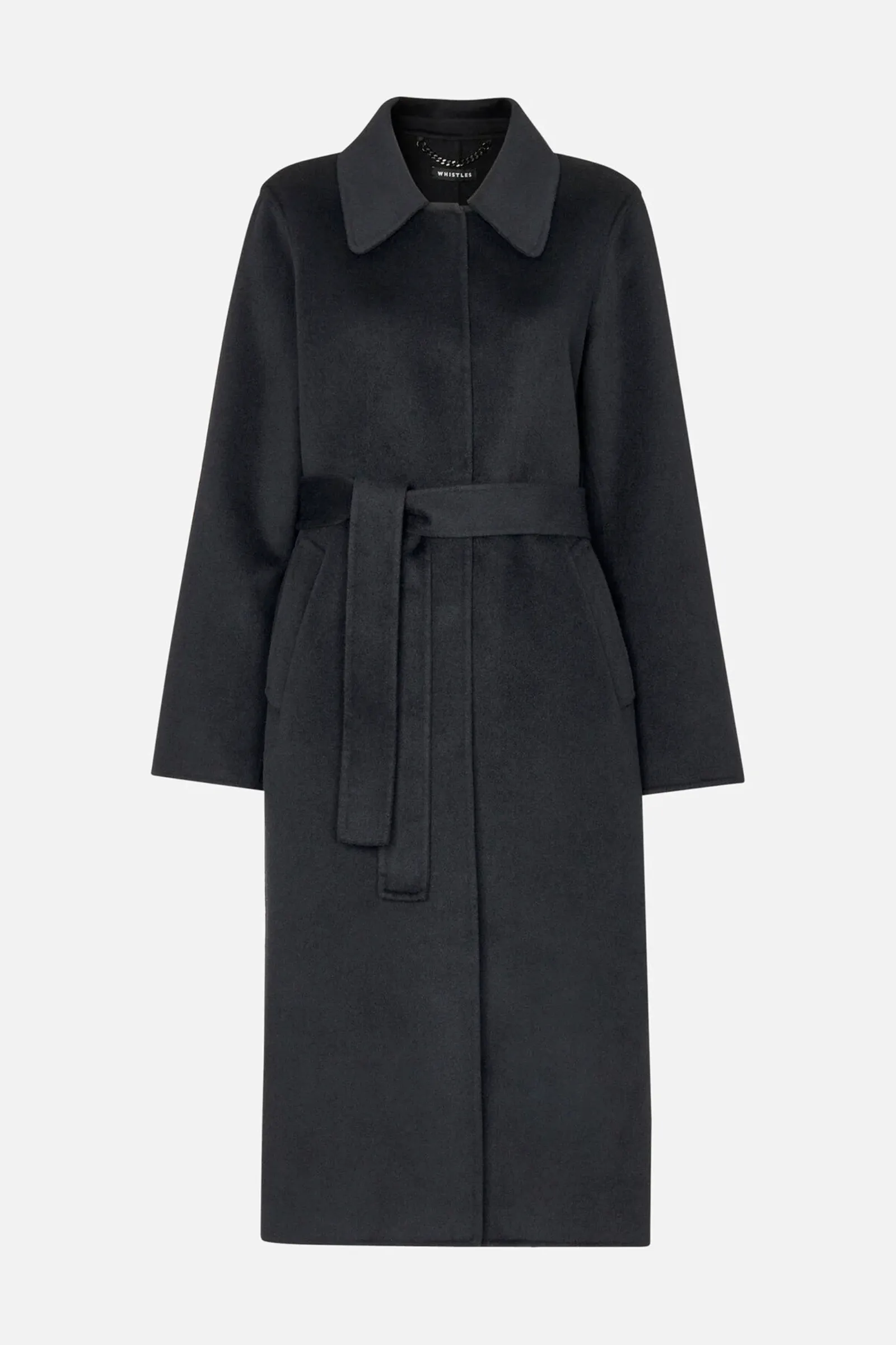 Nell Belted Doubled Faced Coat - Black