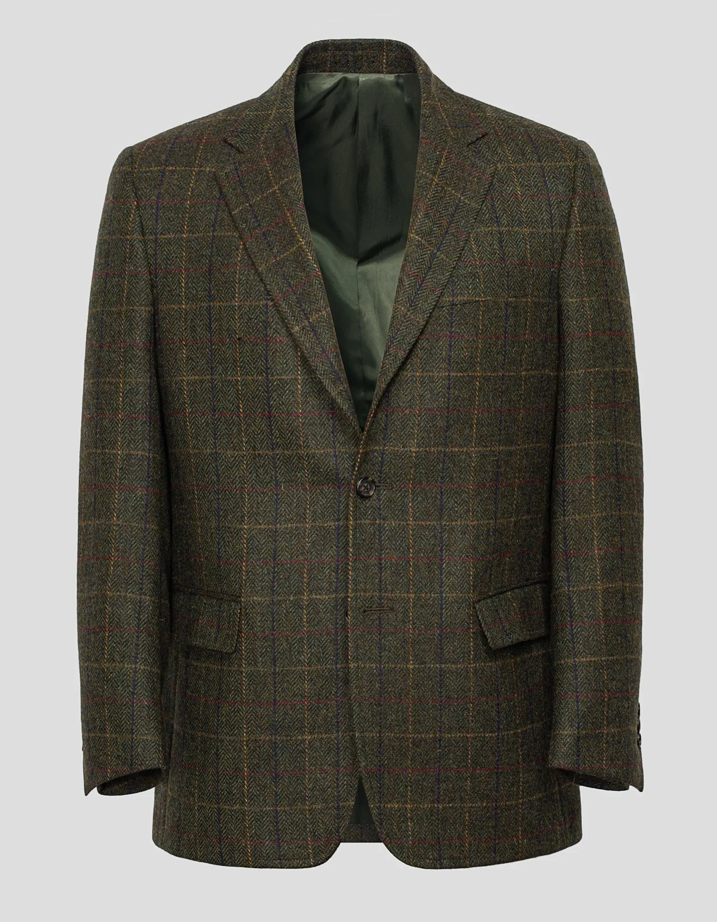 OLIVE HERRINGBONE WITH MULTI PANE SPORT COAT