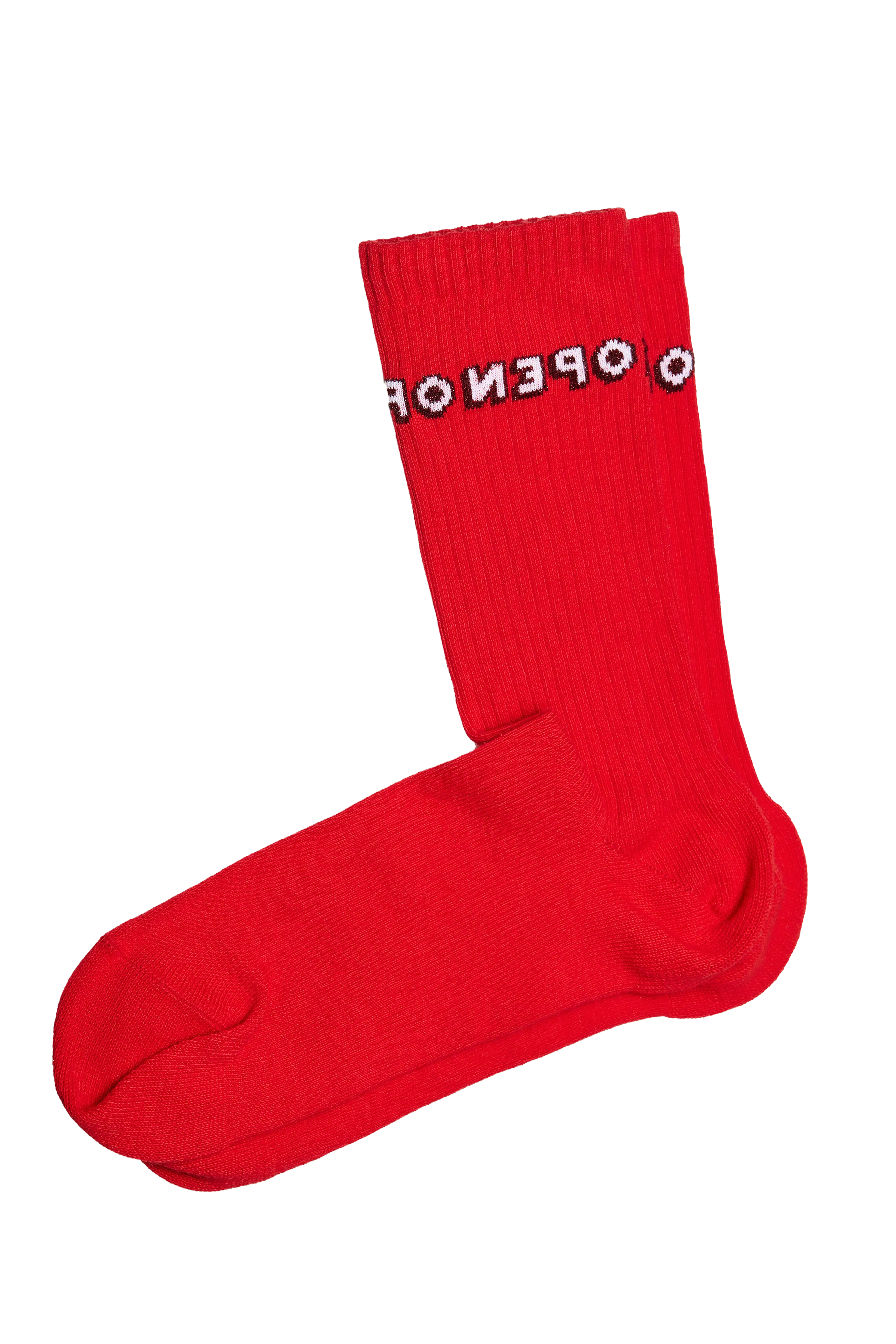 OPEN | Red Ribbed Cotton Socks