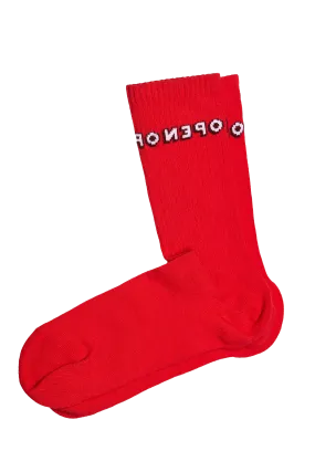 OPEN | Red Ribbed Cotton Socks