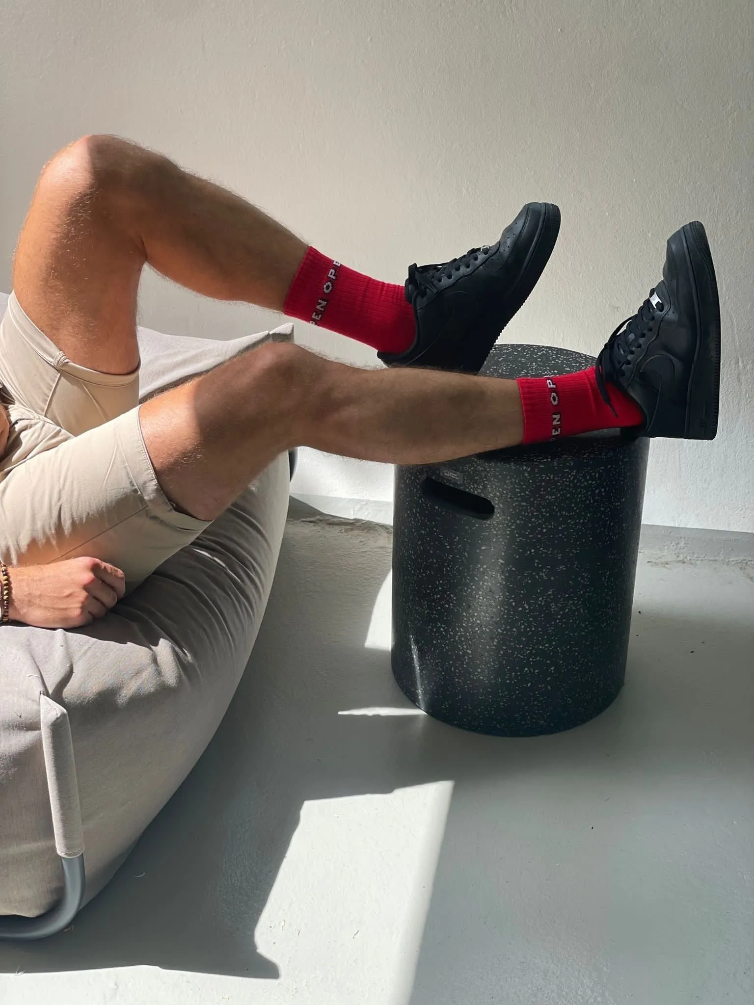 OPEN | Red Ribbed Cotton Socks