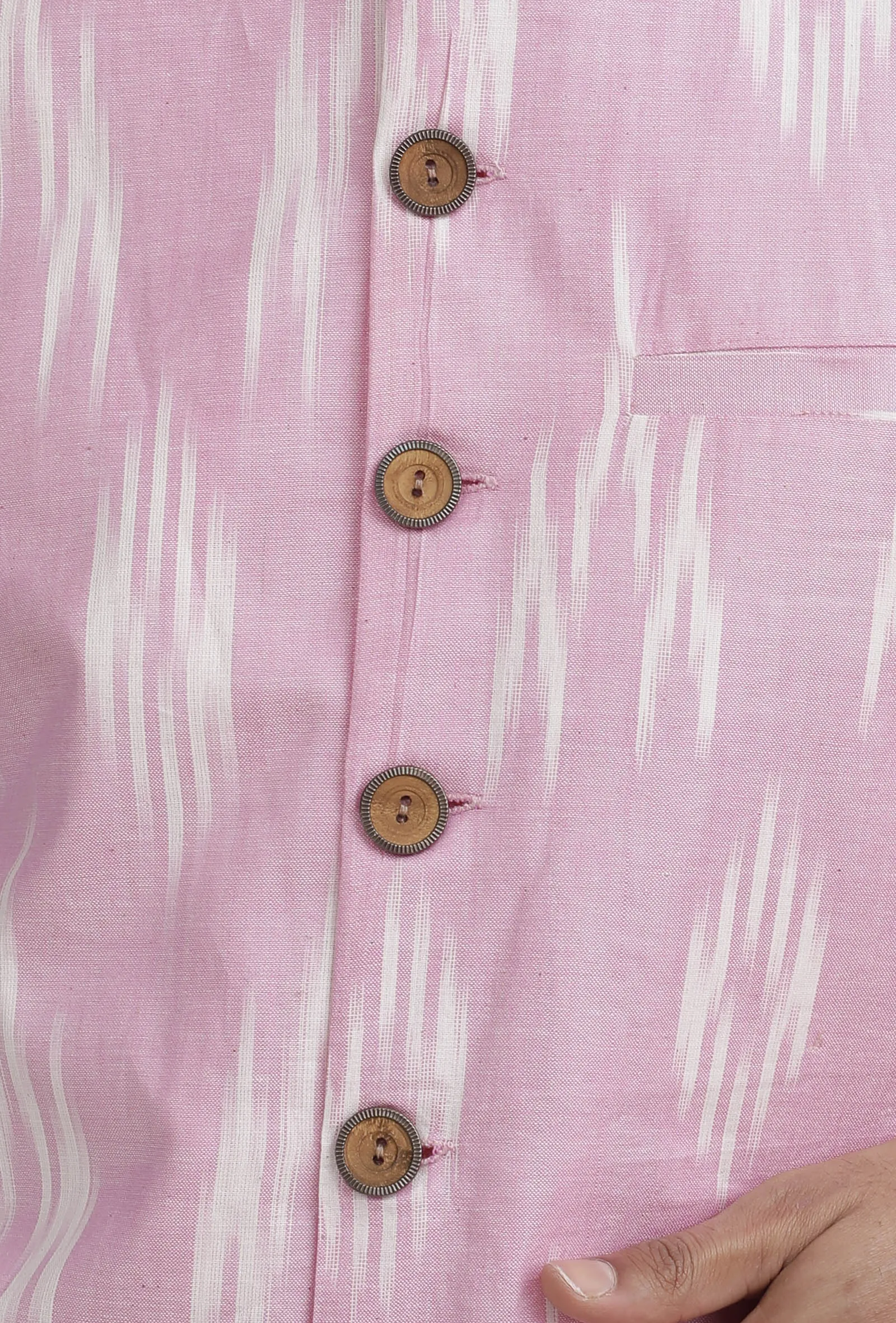 Pastel Pink Ikat Nehru Jacket