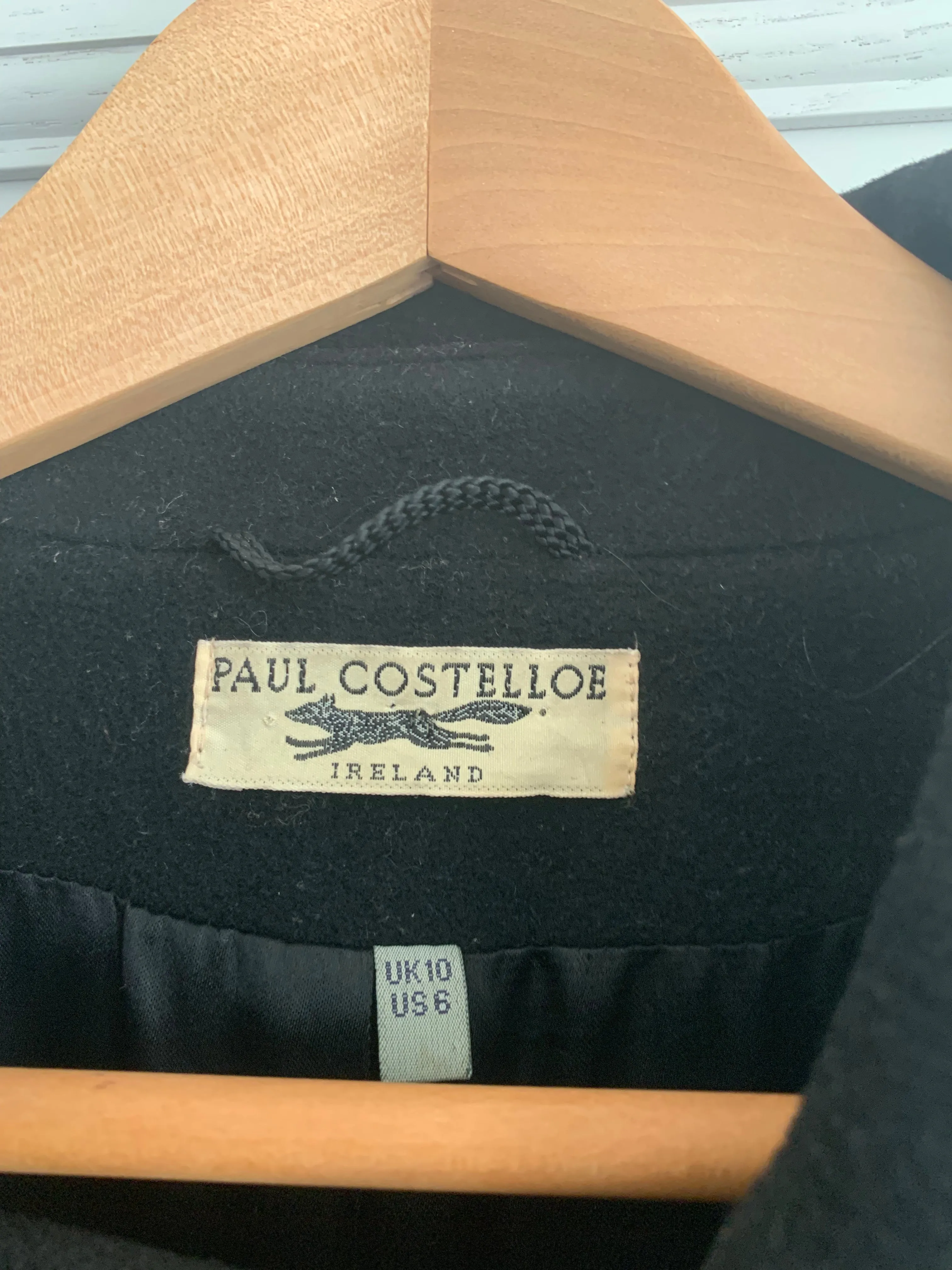 Paul Costelloe Wool Double Breasted Coat Black UK Size 10