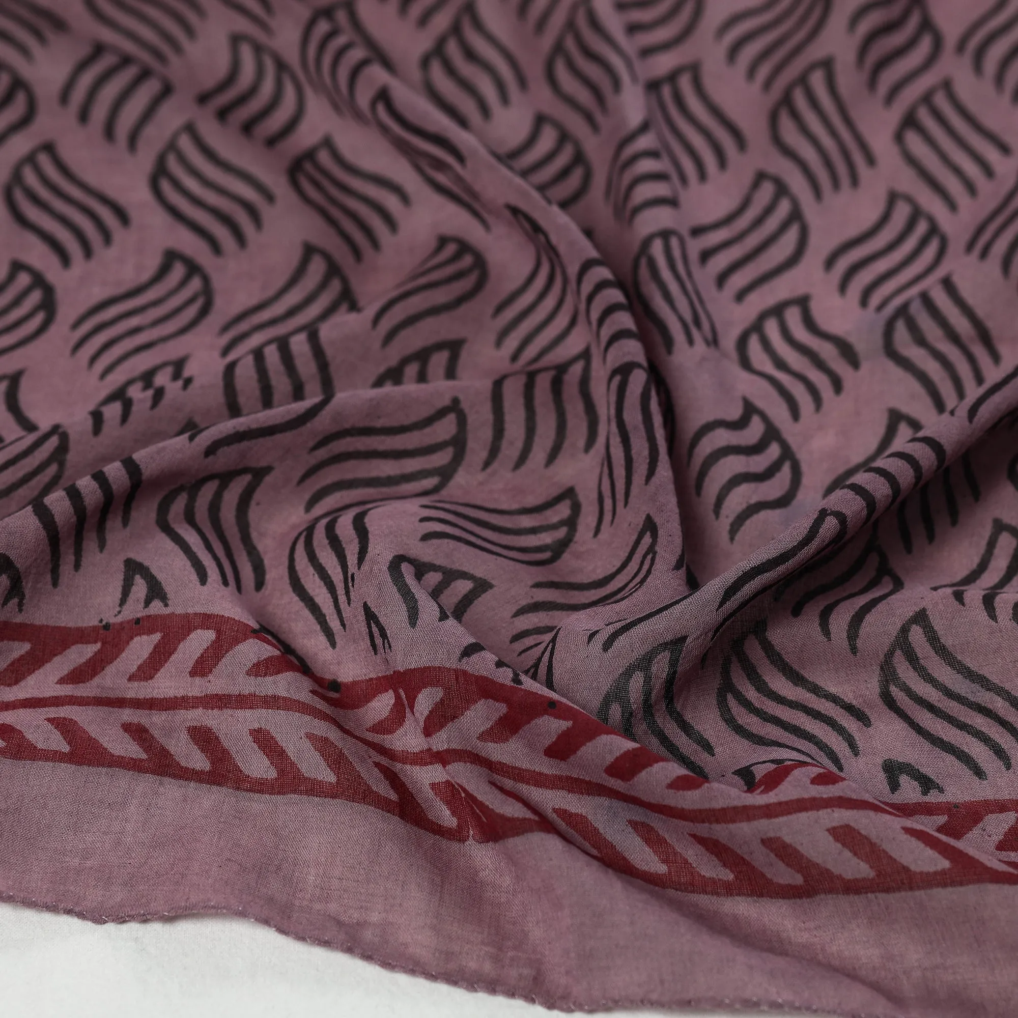 Pink - Bagru Block Printed Mul Cotton Scarf