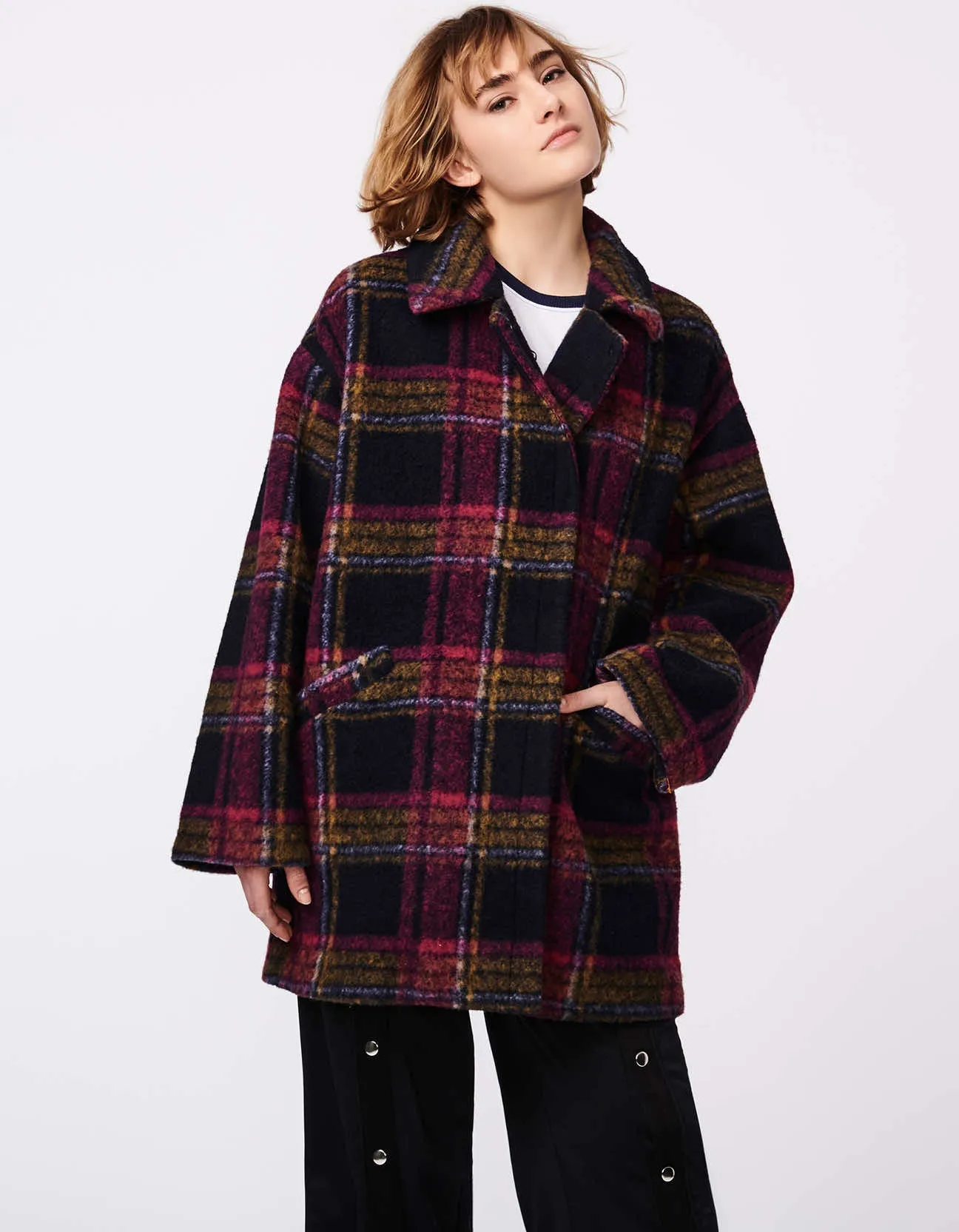 PLAID PAIRINGS WOOL COAT