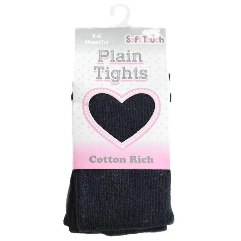 PLAIN BLACK COTTON TIGHTS (NB-12 YEARS)