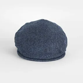 Plain Blue Denim Weave Wool Flat Cap